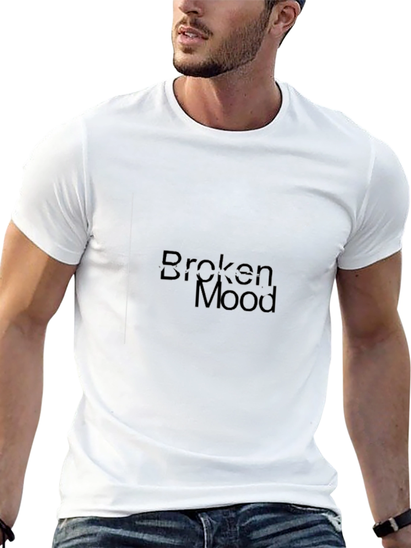 Black Broken Mood Graphic Tee - Black Cotton Blend T-Shirt view 13