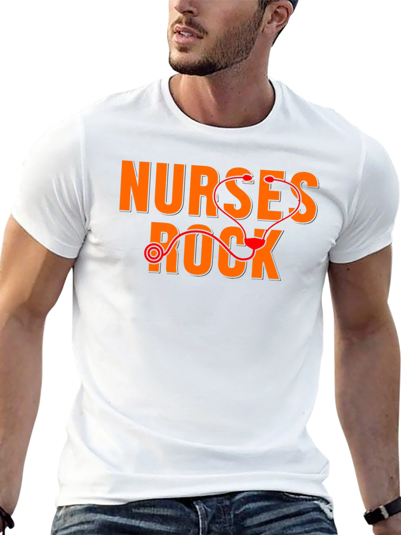 Black Nurses Rock T-Shirt - Medical Stethoscope Graphic Tee view 13