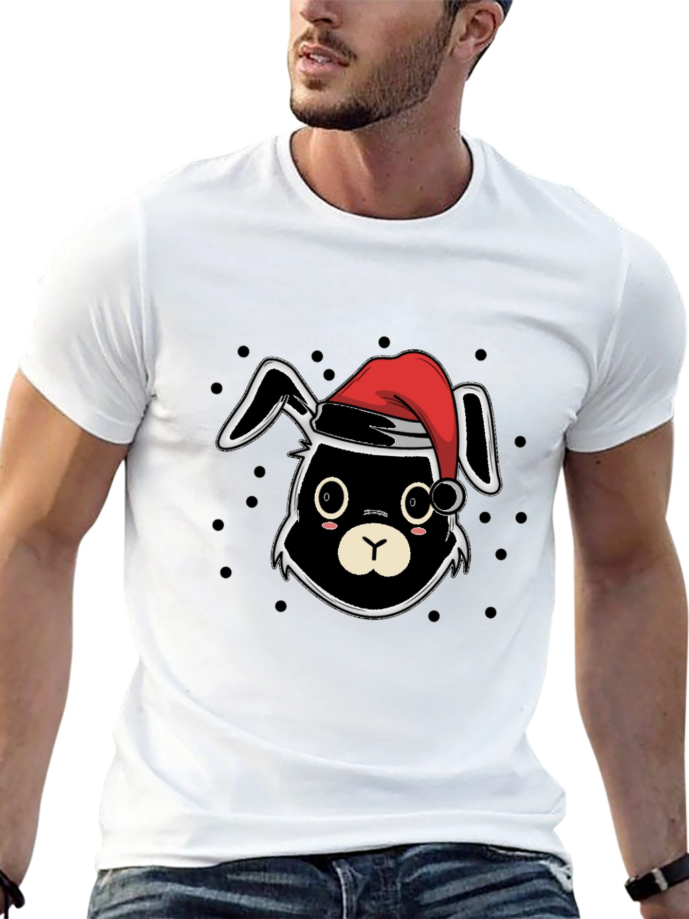 Black Festive Bunny T-Shirt - Holiday Edition view 13