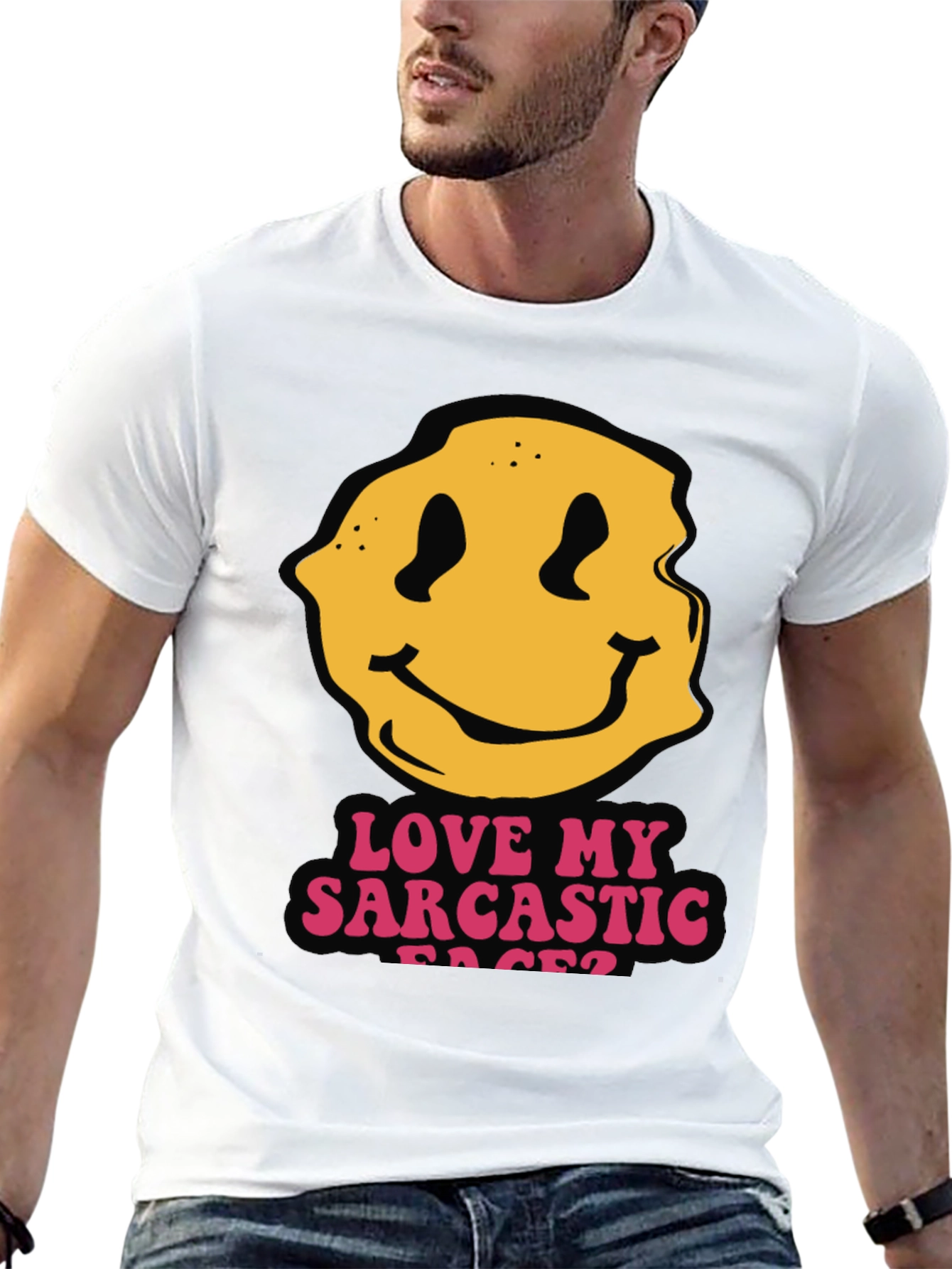 Black Sarcastic Faces Black T-Shirt - Funny Graphic Tee view 13