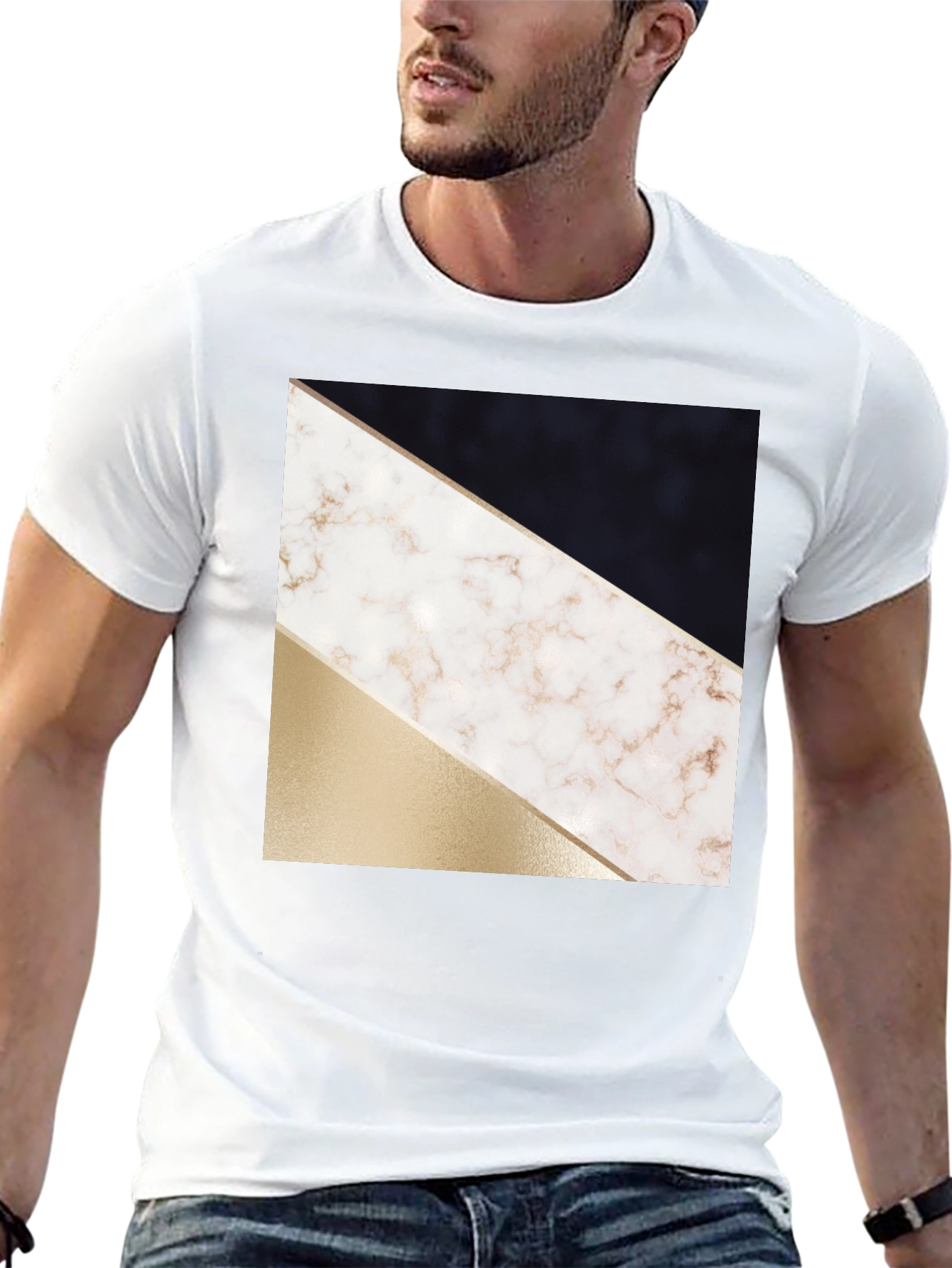 Black Abstract Geometric T-Shirt view 13