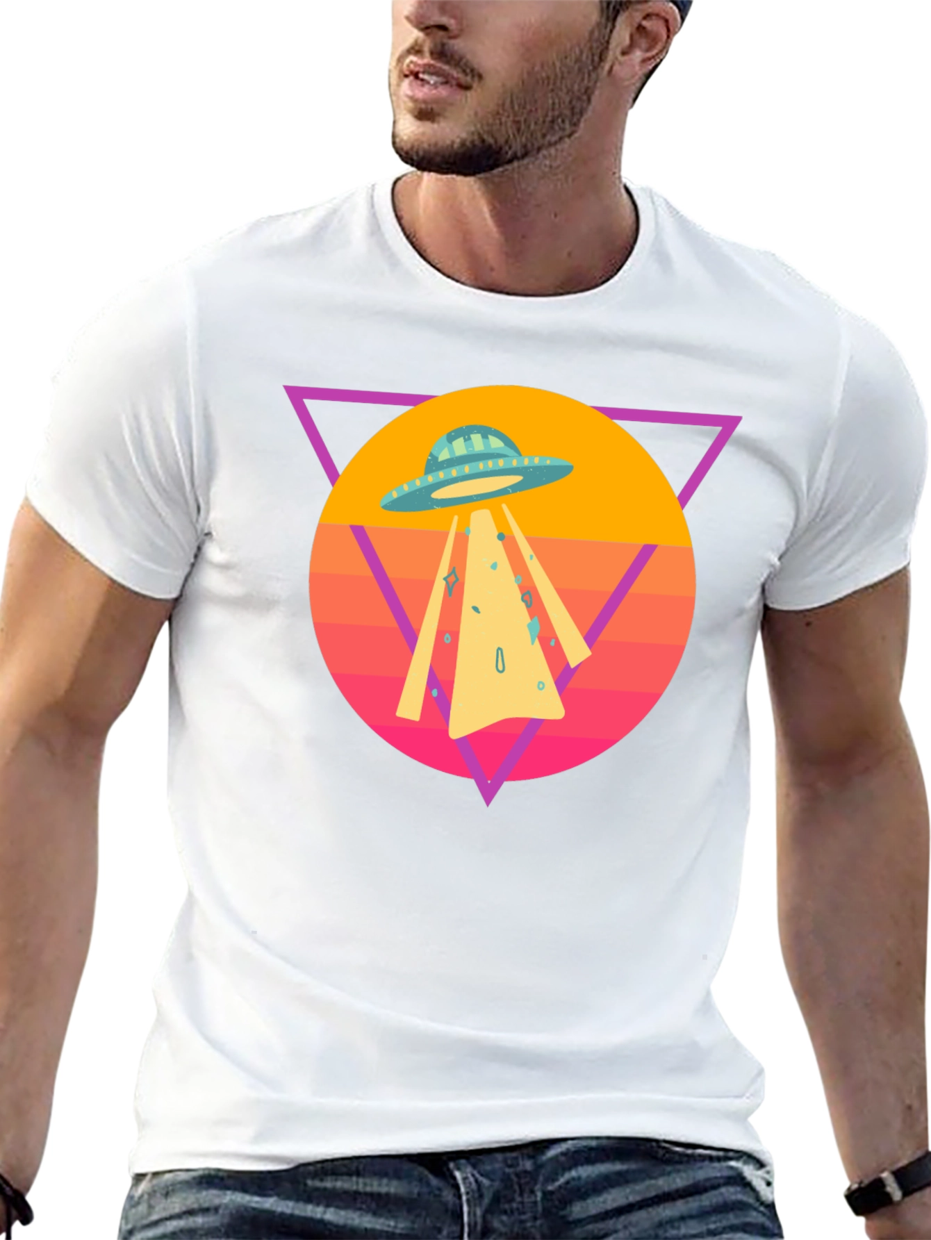 Black Retro UFO T-Shirt - Black Cotton Blend Tee view 13