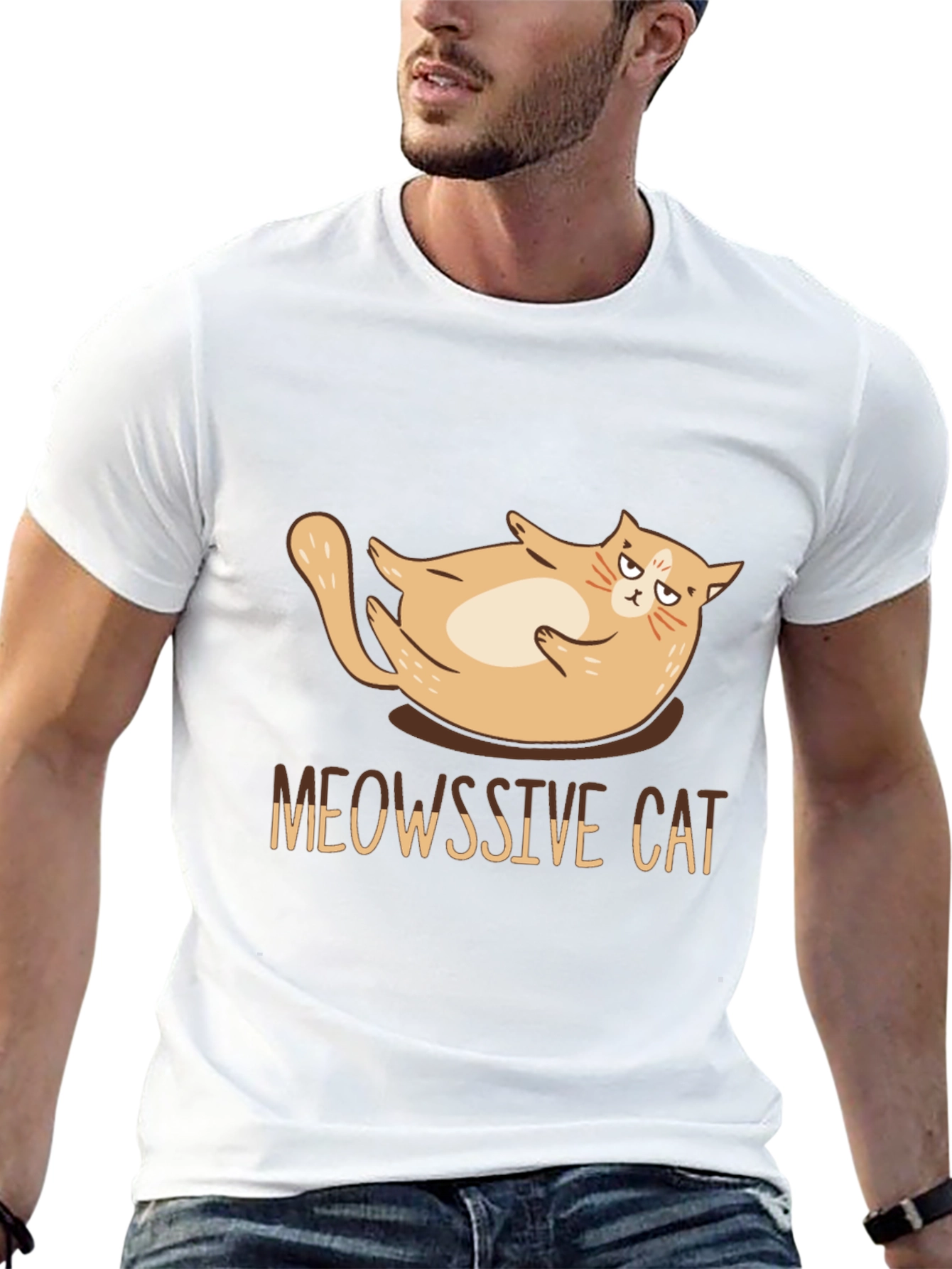 Black Meowssive Cat T-Shirt - Funny Graphic Tee view 13