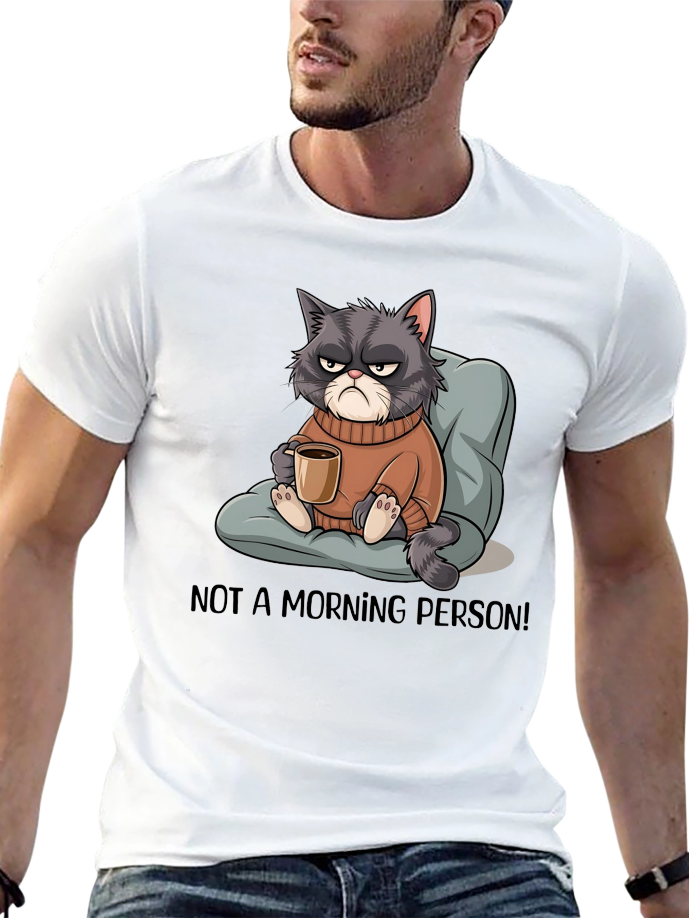 Grumpy Cat Coffee T-Shirt - Not a Morning Person! - 13