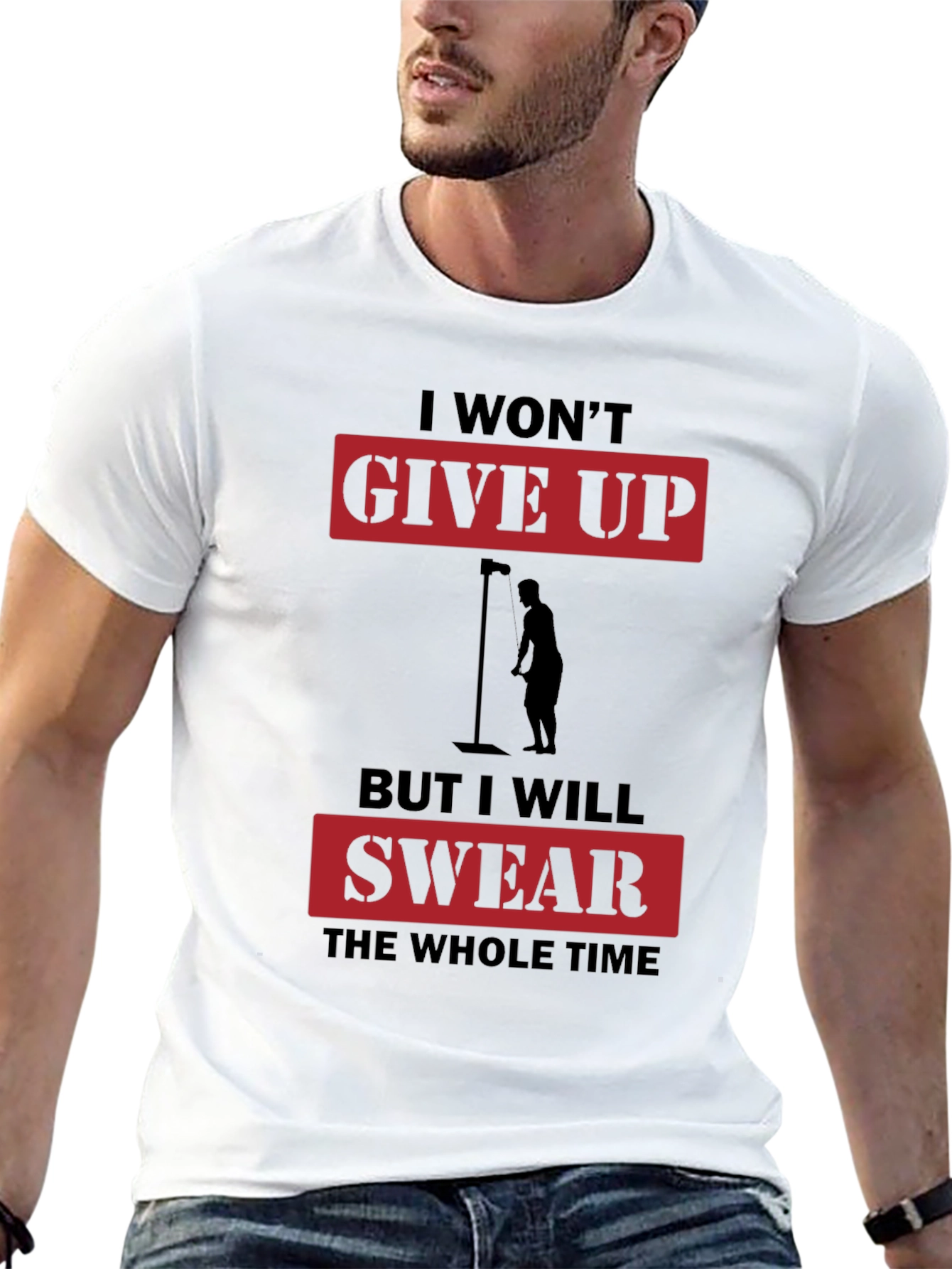 Black I Won't Give Up But I Will Swear T-Shirt view 13