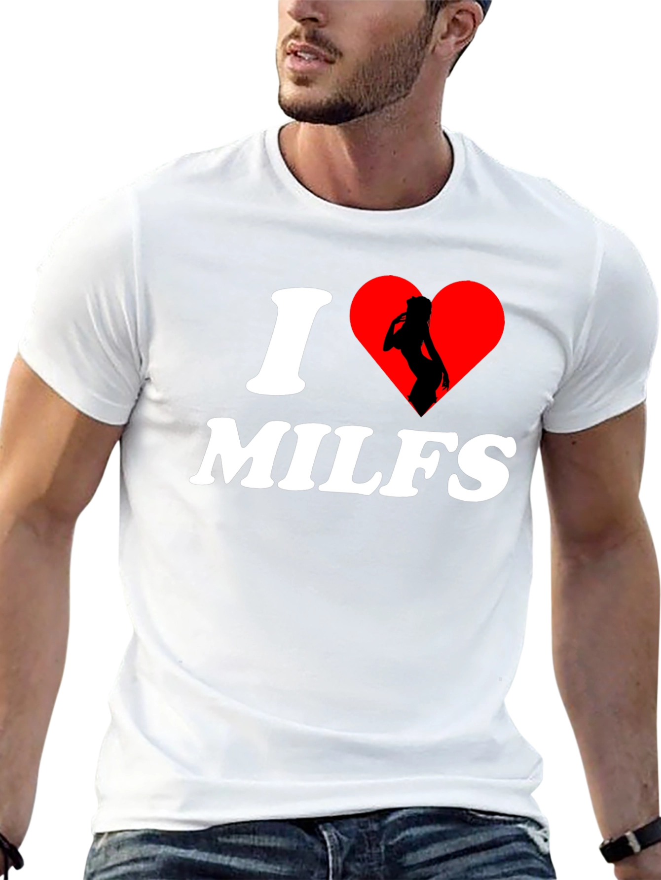 Black I Heart MILFs Graphic T-Shirt - Adult Humor Tee view 13