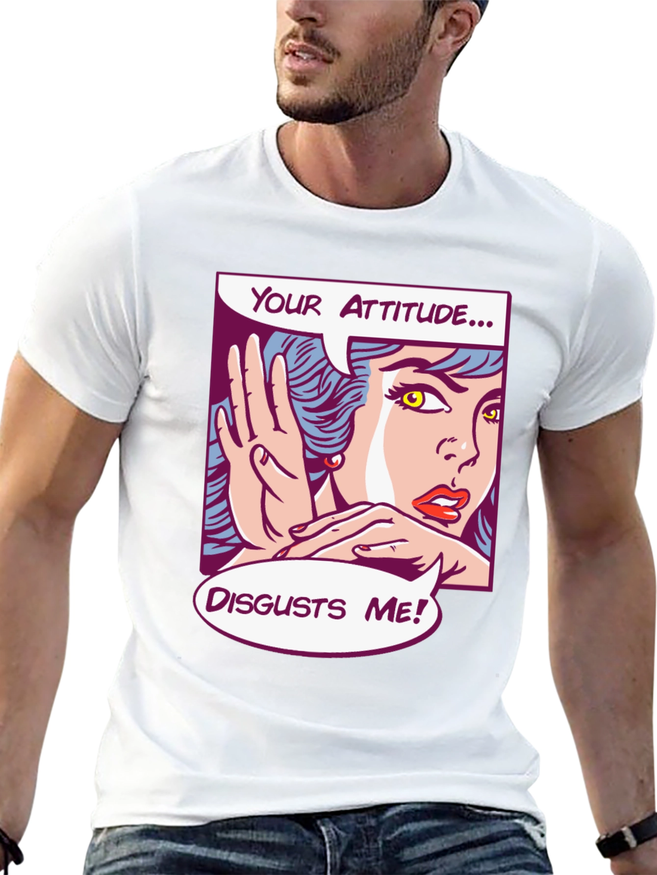 Black Attitude Disgusts Me Pop Art T-Shirt view 13