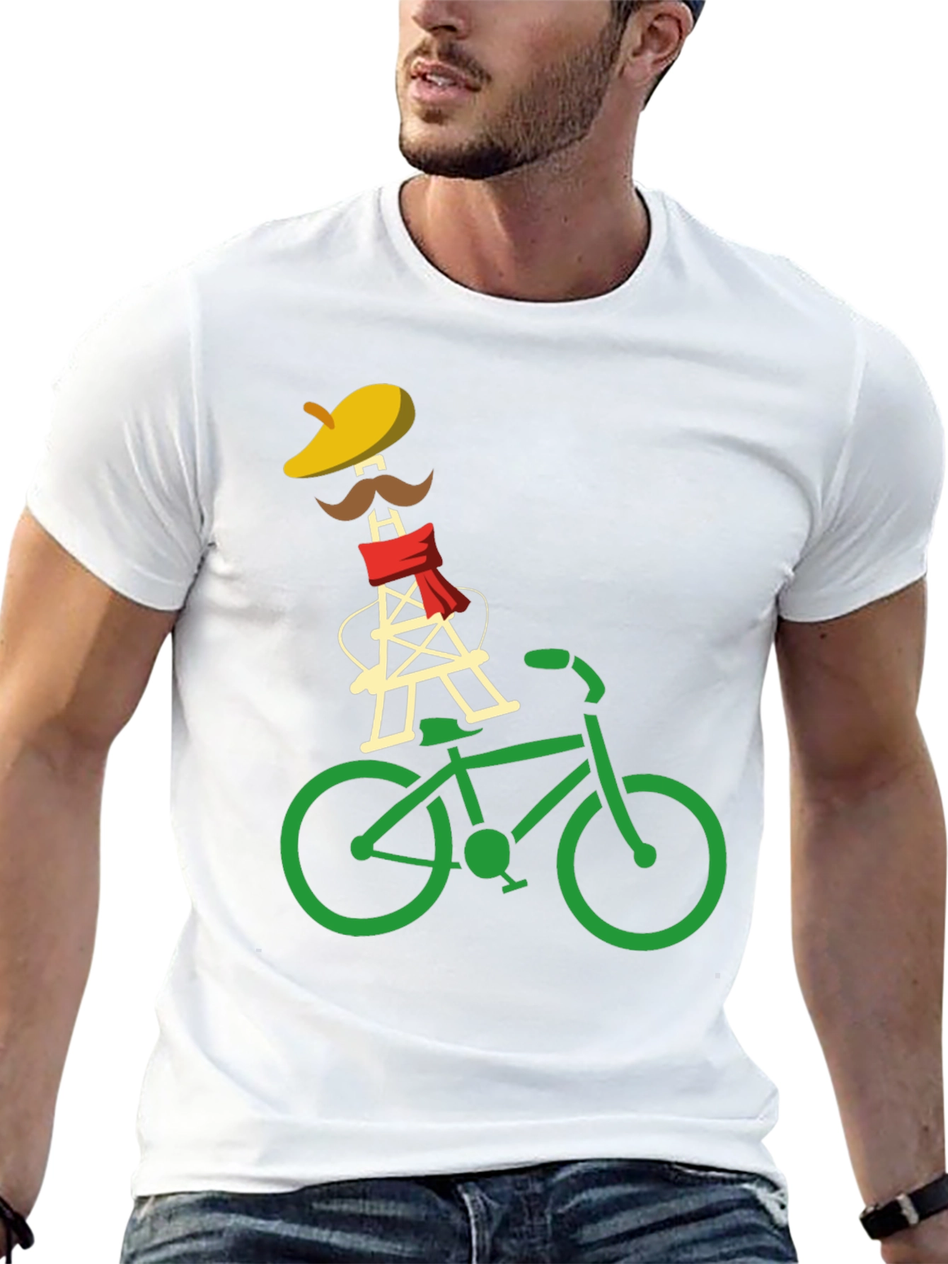 Black Eiffel Tower Bike Ride Graphic Tee view 13