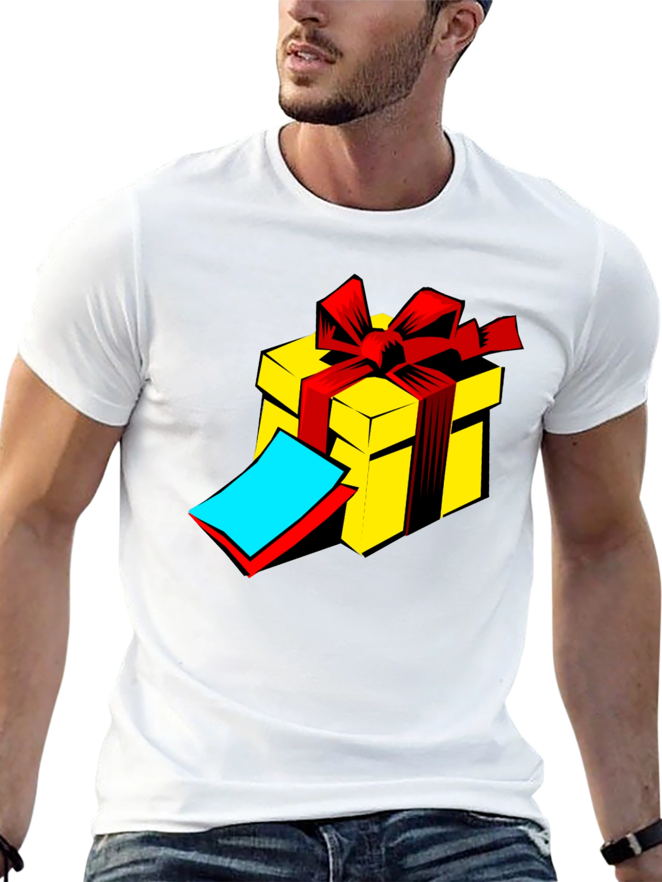 Black Gift Box Graphic Tee - Black Cotton T-Shirt view 13