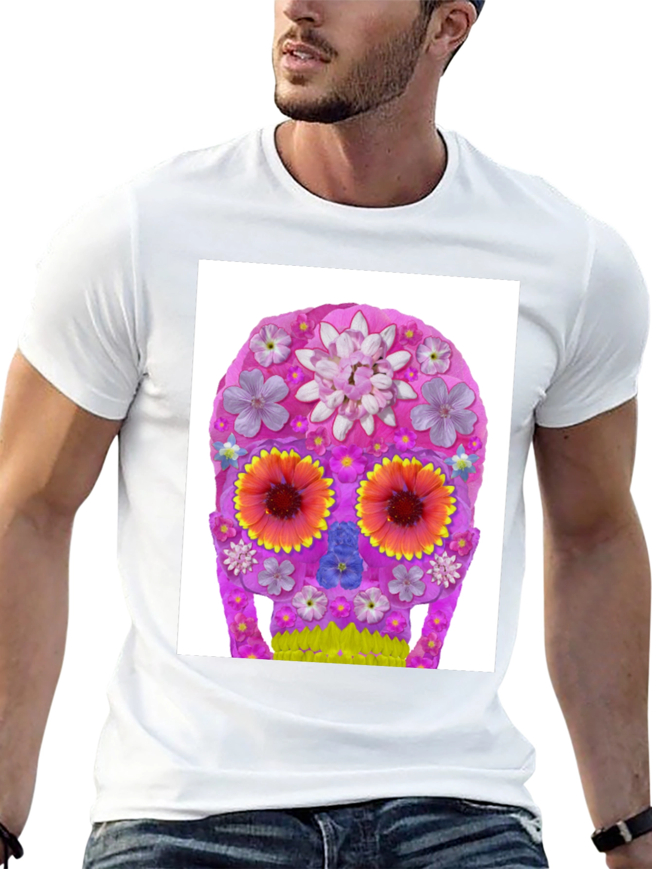 Black Floral Sugar Skull Graphic T-Shirt view 13