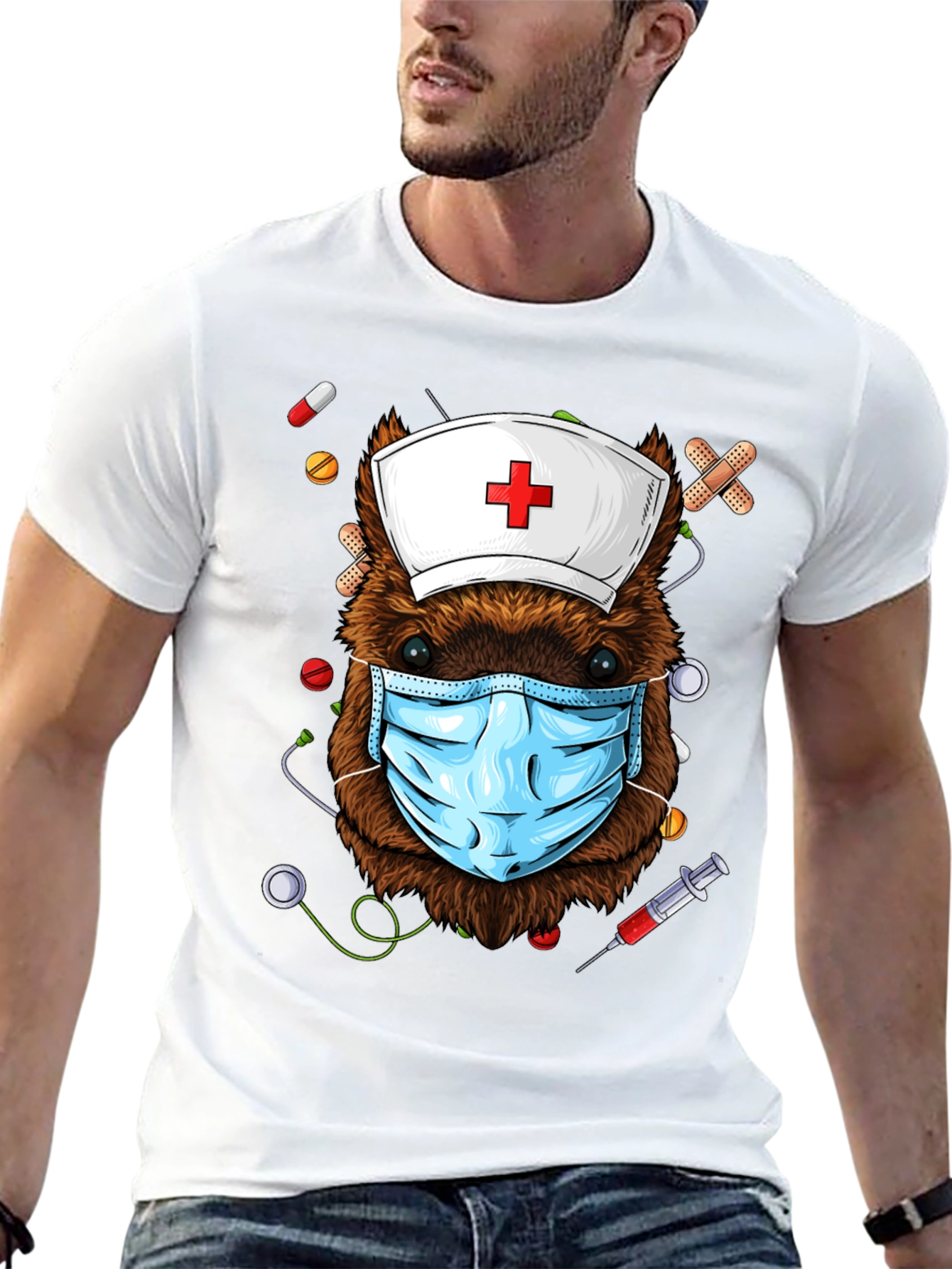 Black Nurse Beaver T-Shirt: Healthcare Hero view 13