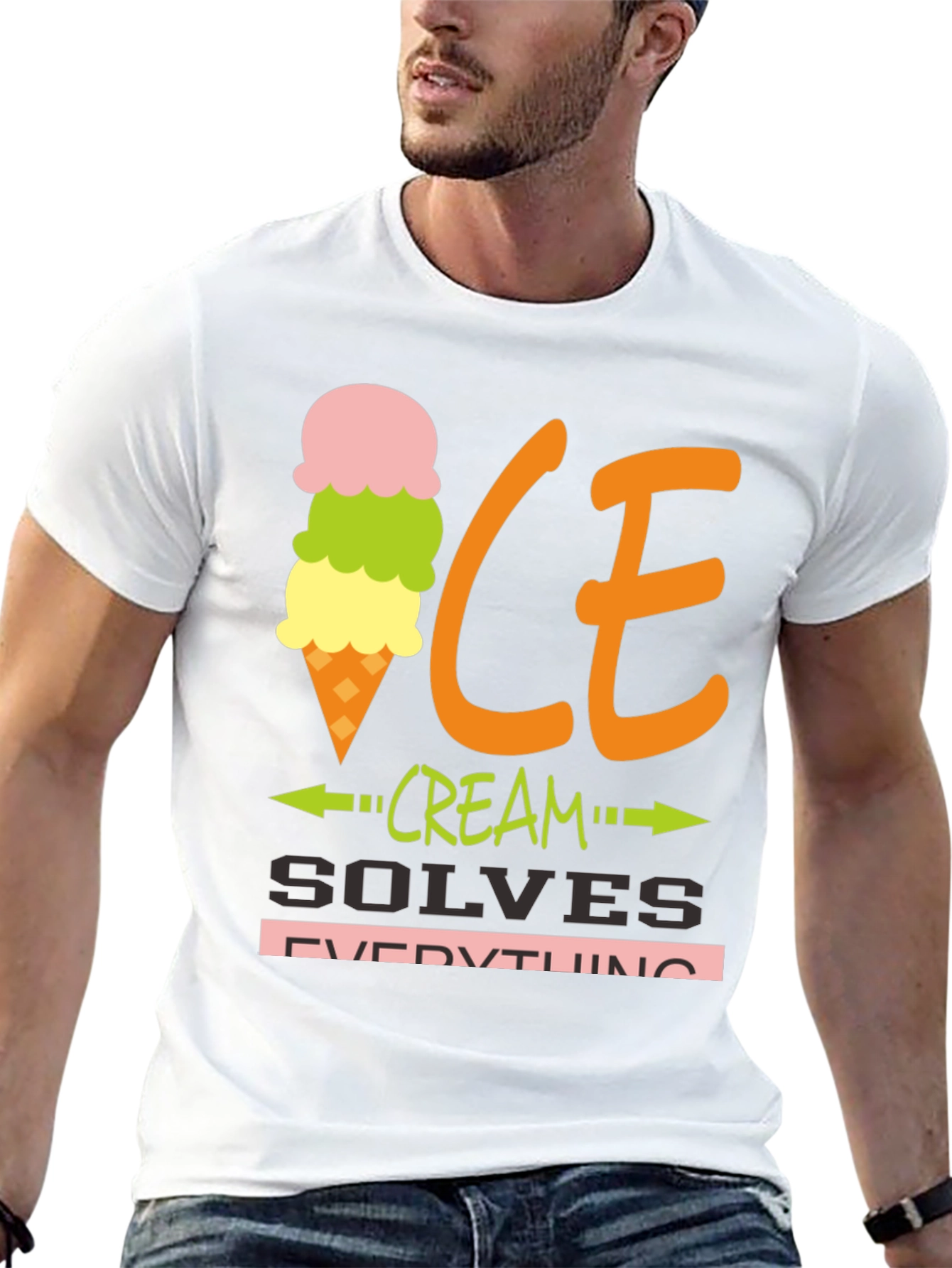 Black Ice Cream Solves Everything Graphic Tee view 13