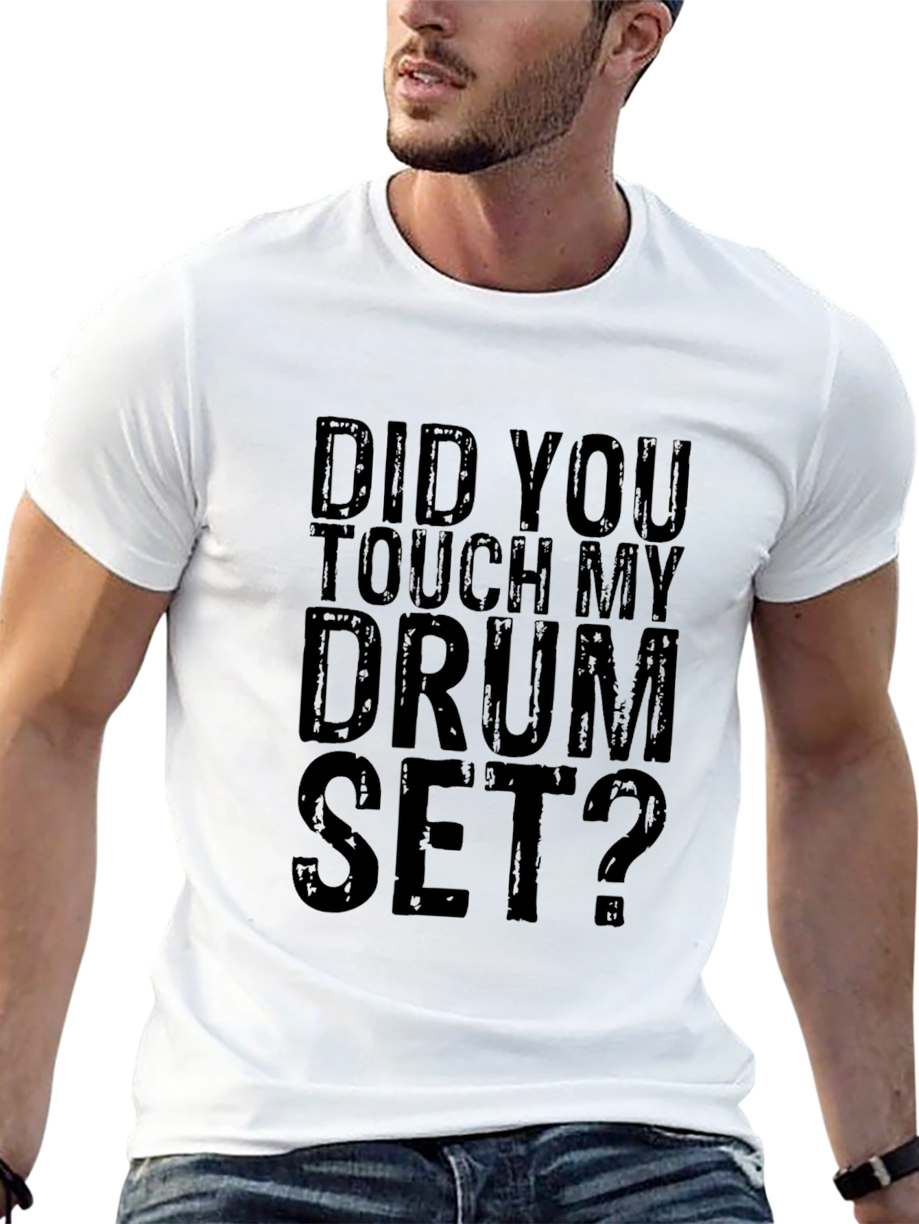 Black Did You Touch My Drum Set? Black Graphic Tee view 13