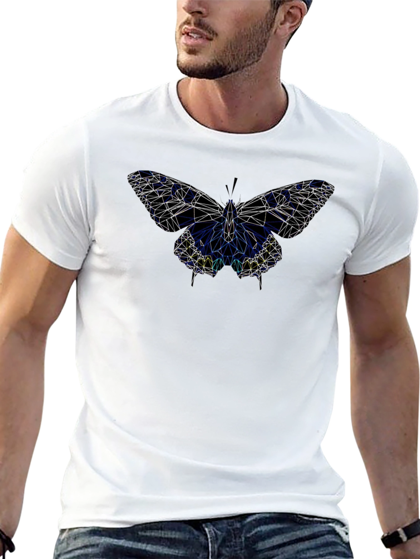 Black Geometric Butterfly Black T-Shirt view 13