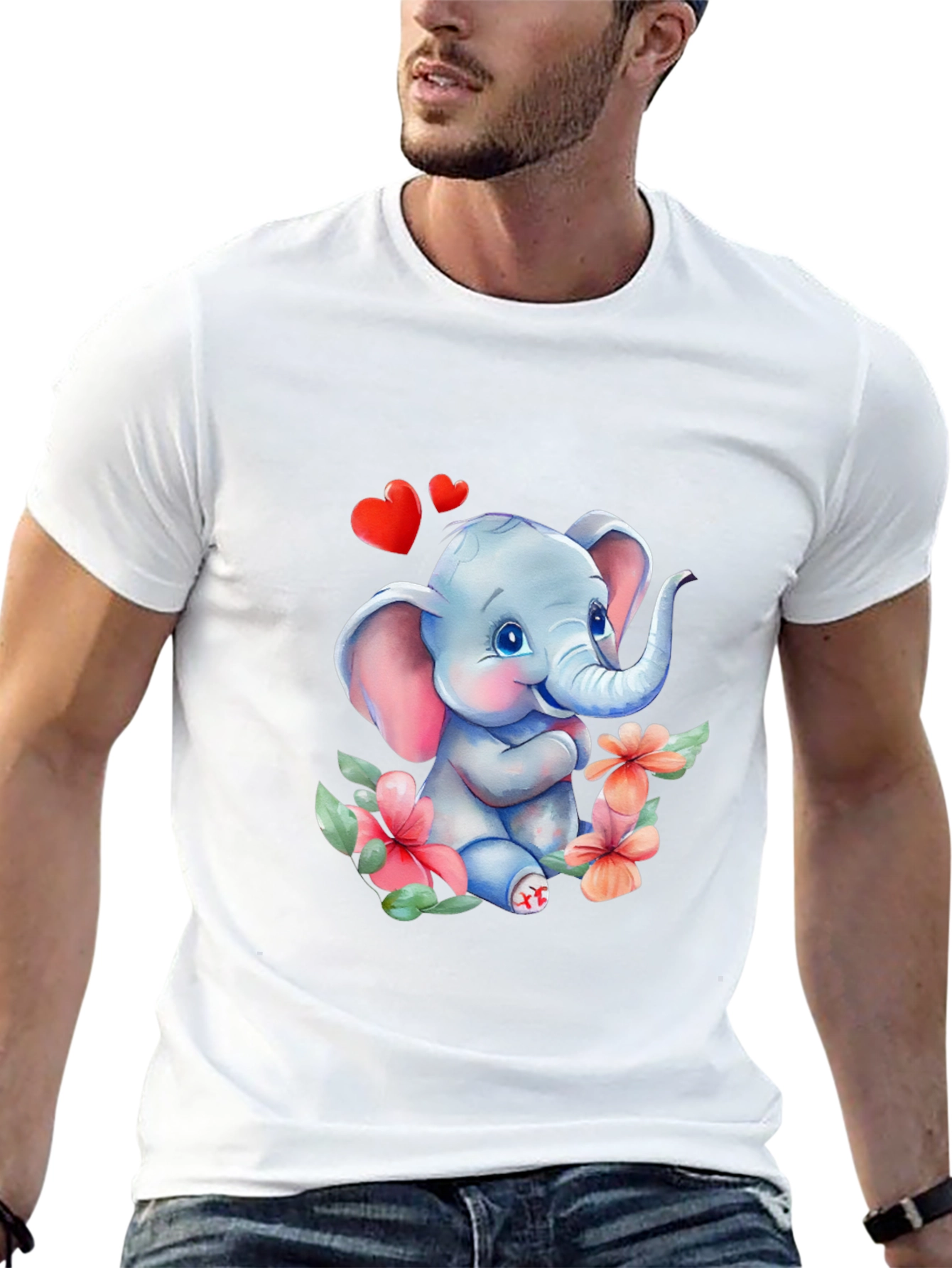 Black Cute Elephant Love Tee - Soft Cotton Blend view 13