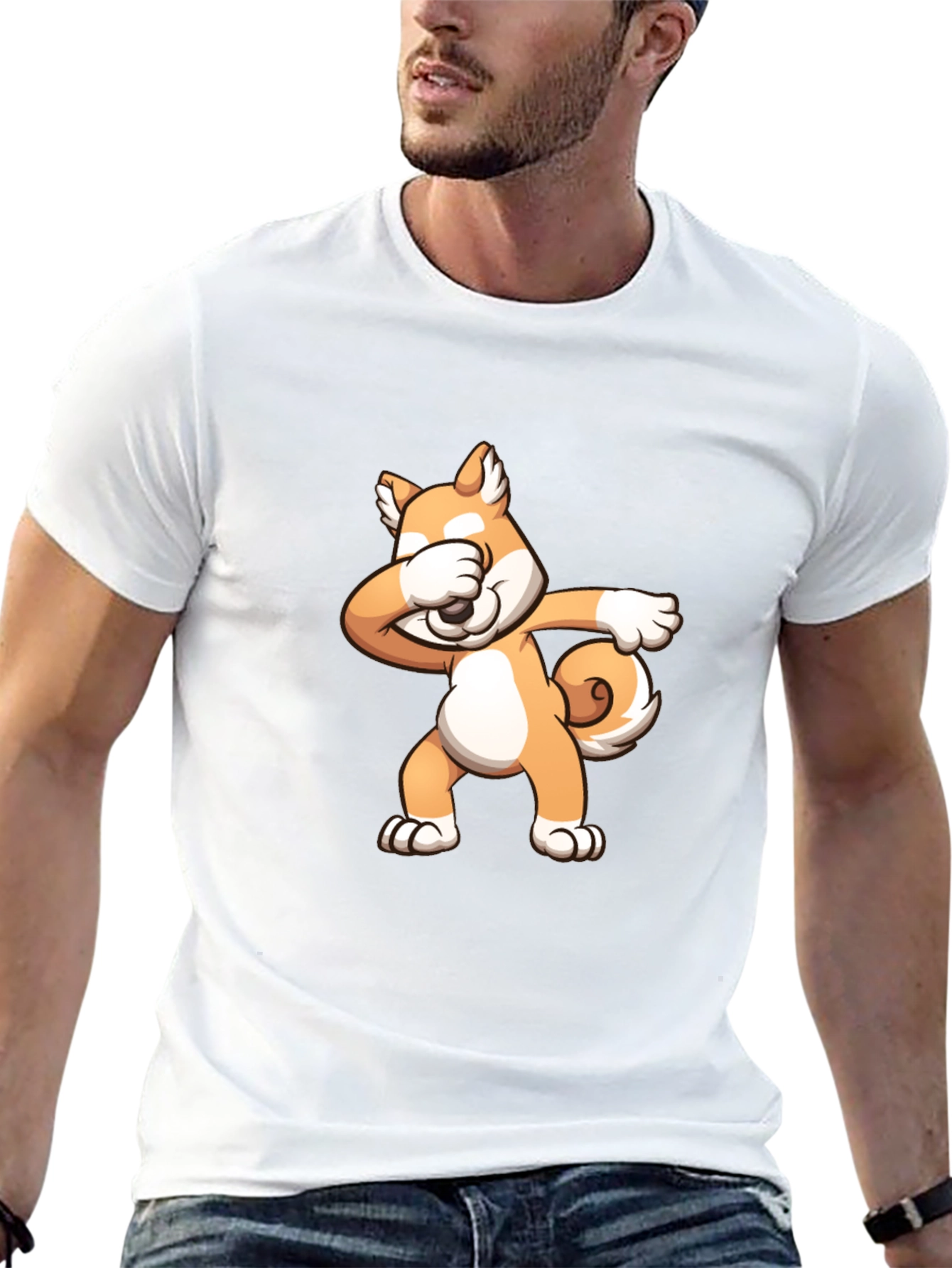 Black Dabbing Shiba Inu Black T-Shirt view 13