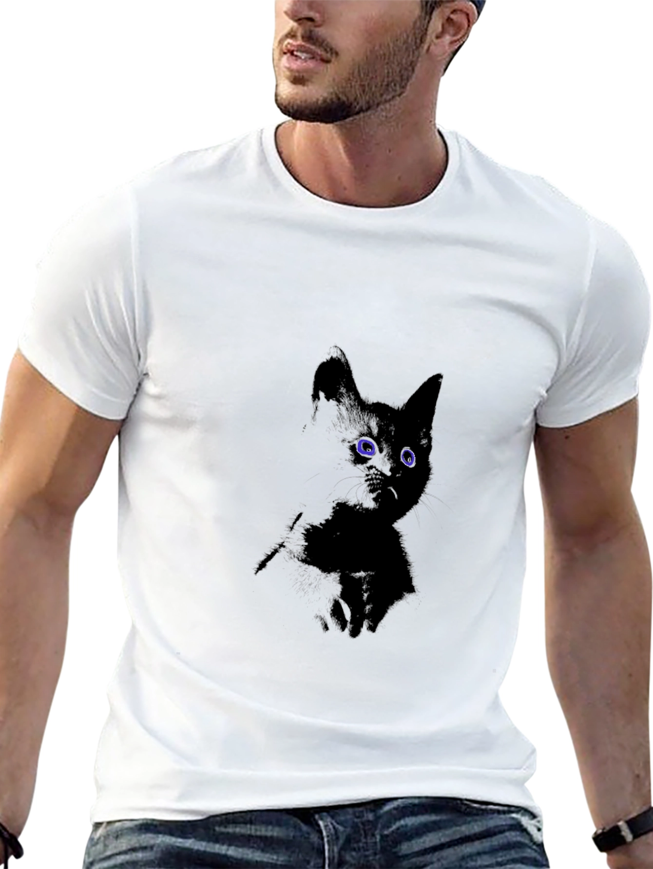 Men's Black Cat Graphic T-Shirt - 13