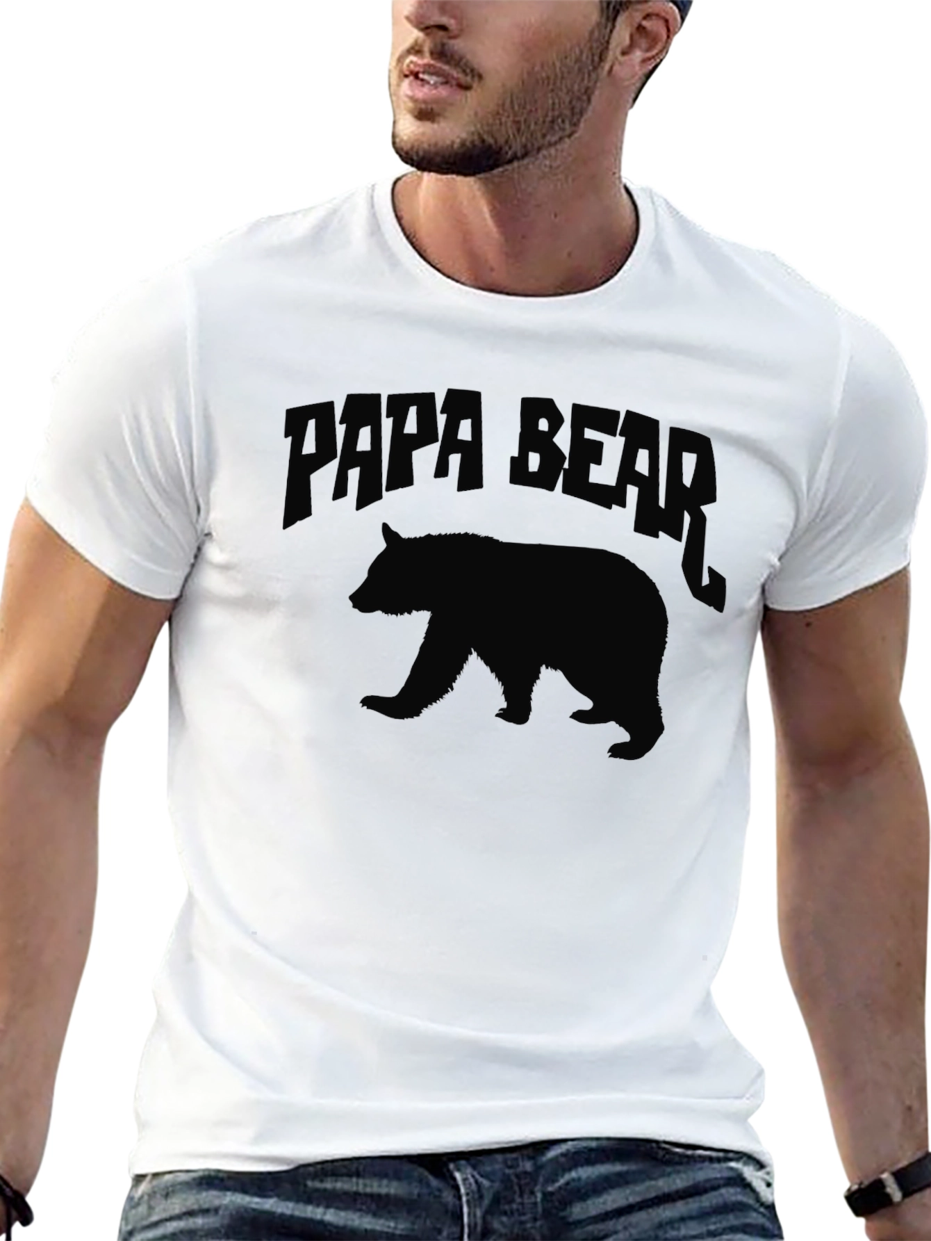 Black Papa Bear Graphic T-Shirt - Black Crew Neck Tee view 13