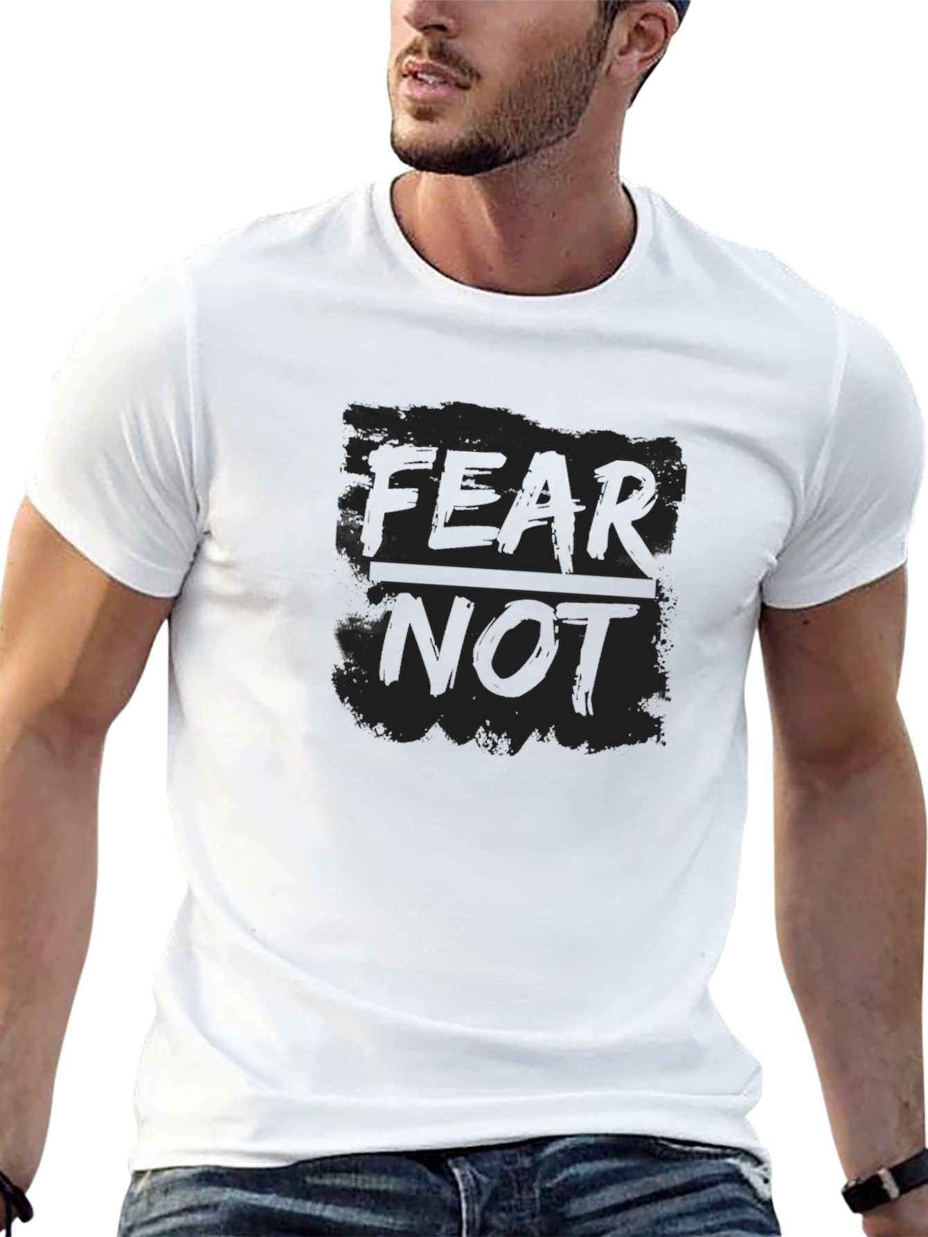 Black Fear Not Black T-Shirt - Inspirational Graphic Tee view 13