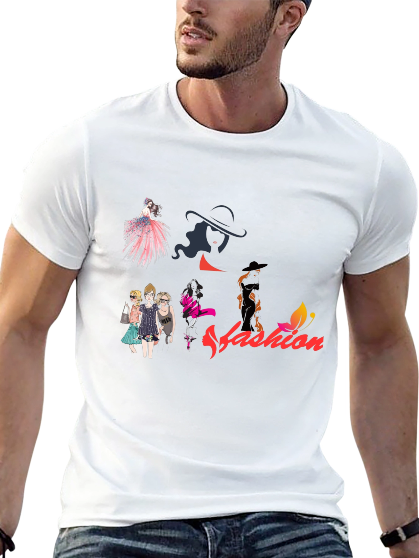 Fashion Illustration Black T-Shirt - 13