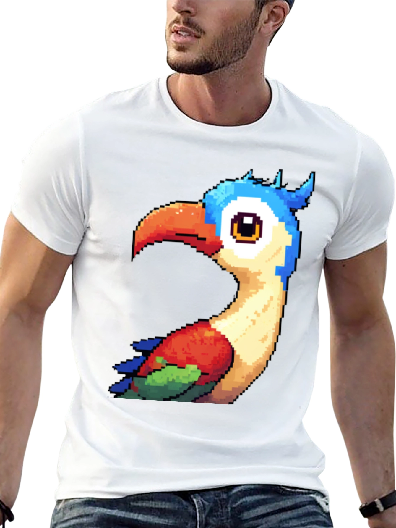 Black Pixel Art Bird Graphic T-Shirt - Black view 13