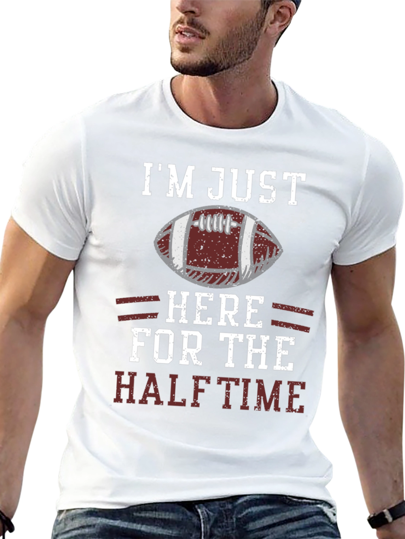Black I'm Just Here for the Halftime Football T-Shirt view 13