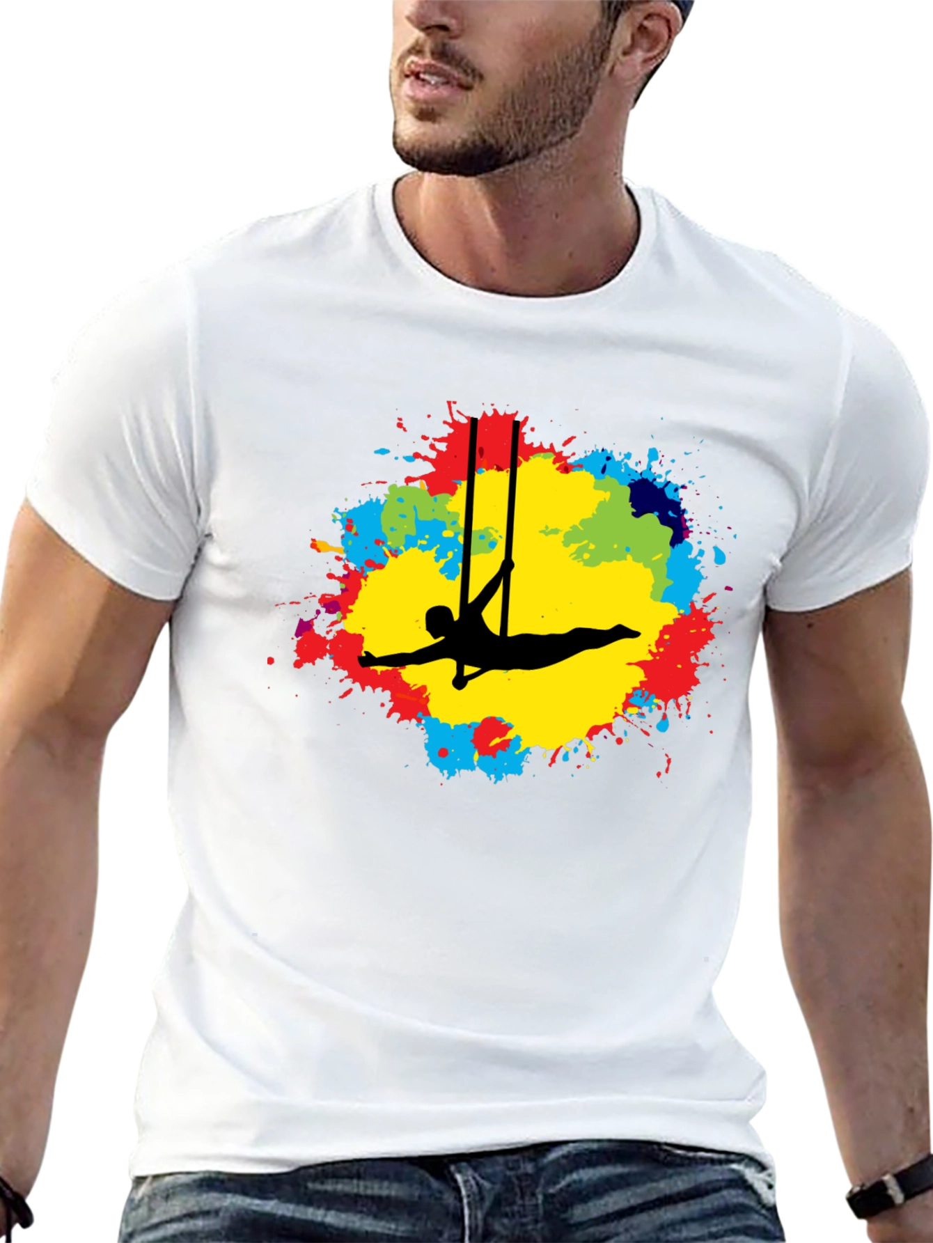 Black Aerialist Colorful Splash Black T-Shirt view 13