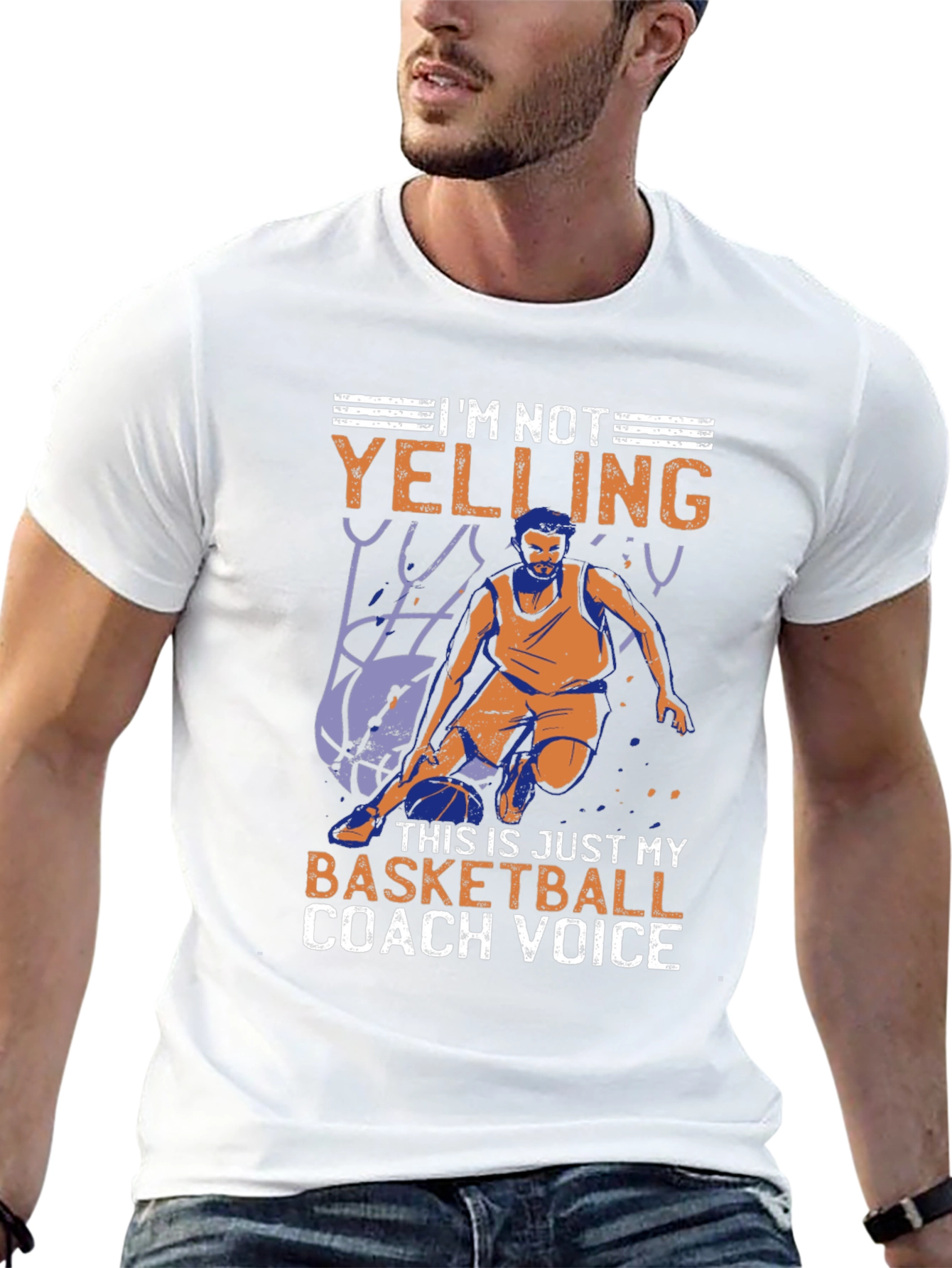 Black Basketball Coach Voice Graphic T-Shirt view 13