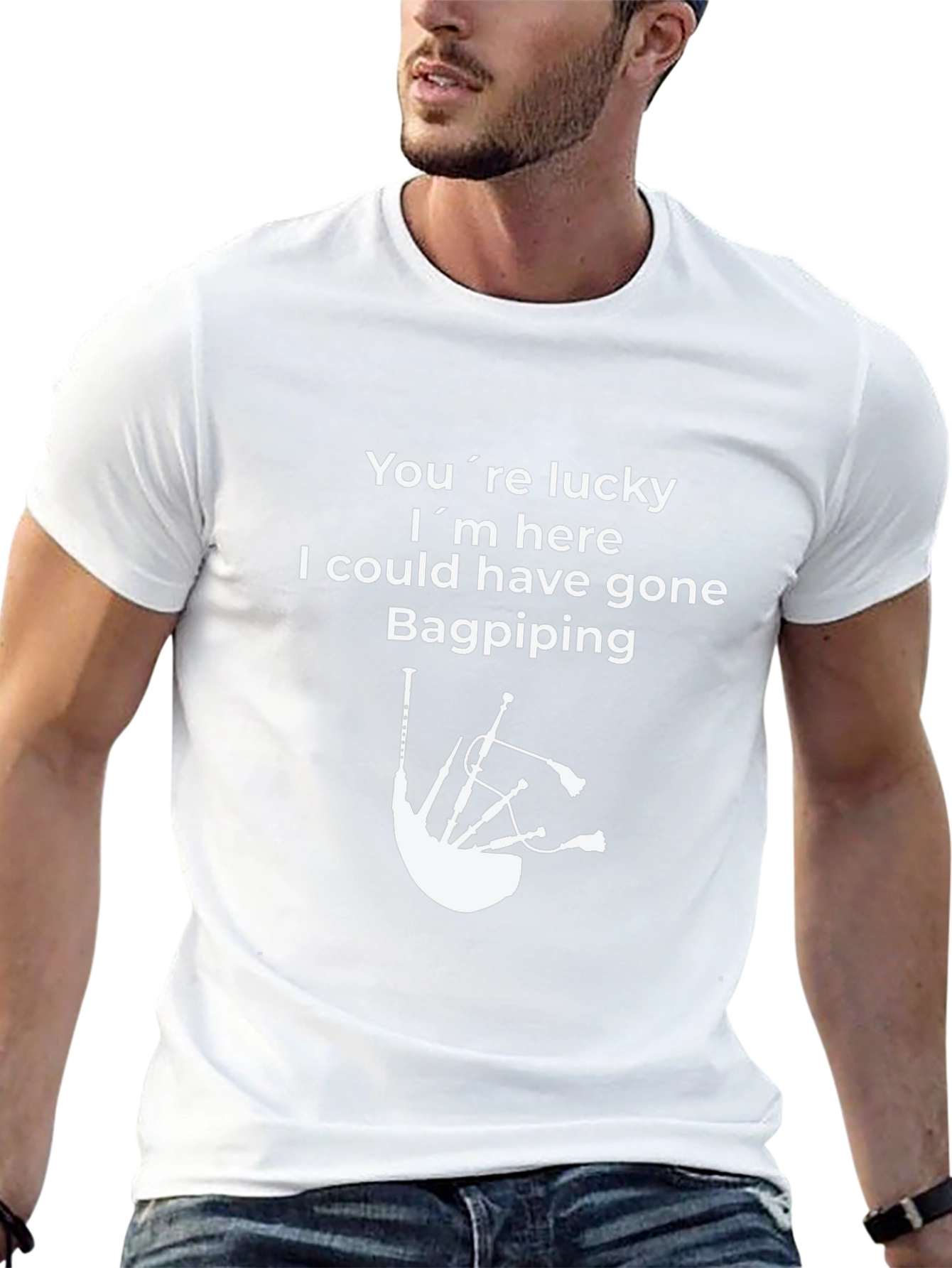 Black Funny Bagpiping T-Shirt - You're Lucky I'm Here view 13