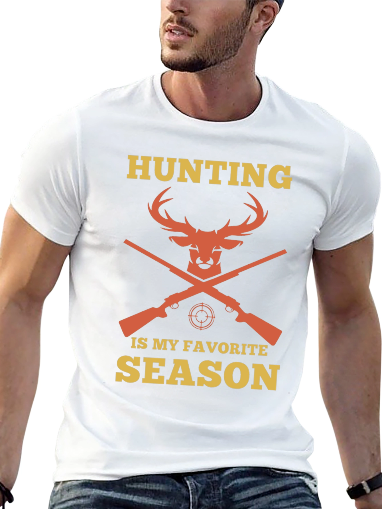 Black Hunting Season Tee - Deer & Rifle Design view 13
