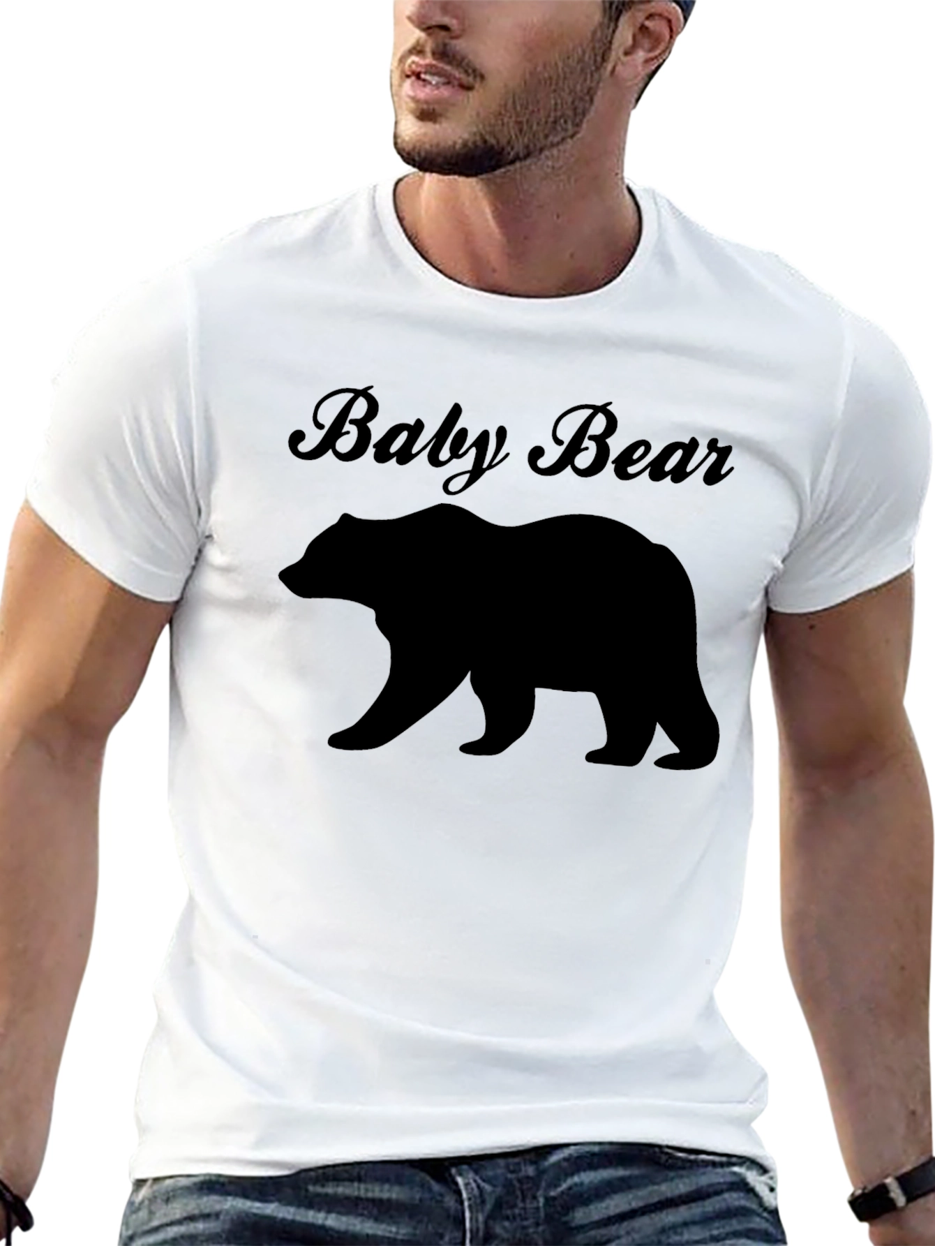 Black Baby Bear Graphic Tee - Black Unisex T-Shirt view 13