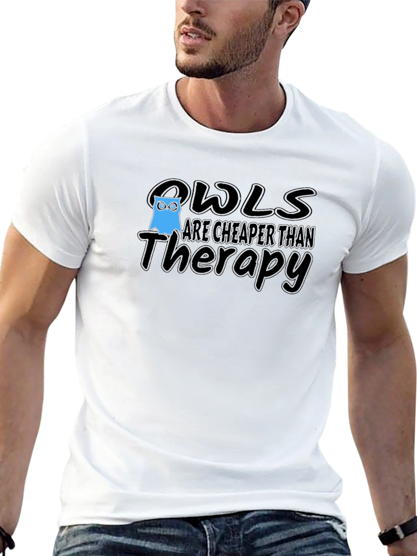 Black Owls are Cheaper Than Therapy T-Shirt view 13