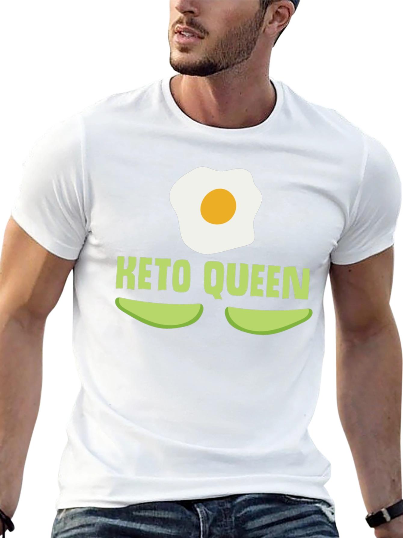Black Keto Queen T-Shirt - Egg & Avocado Graphic Tee view 13