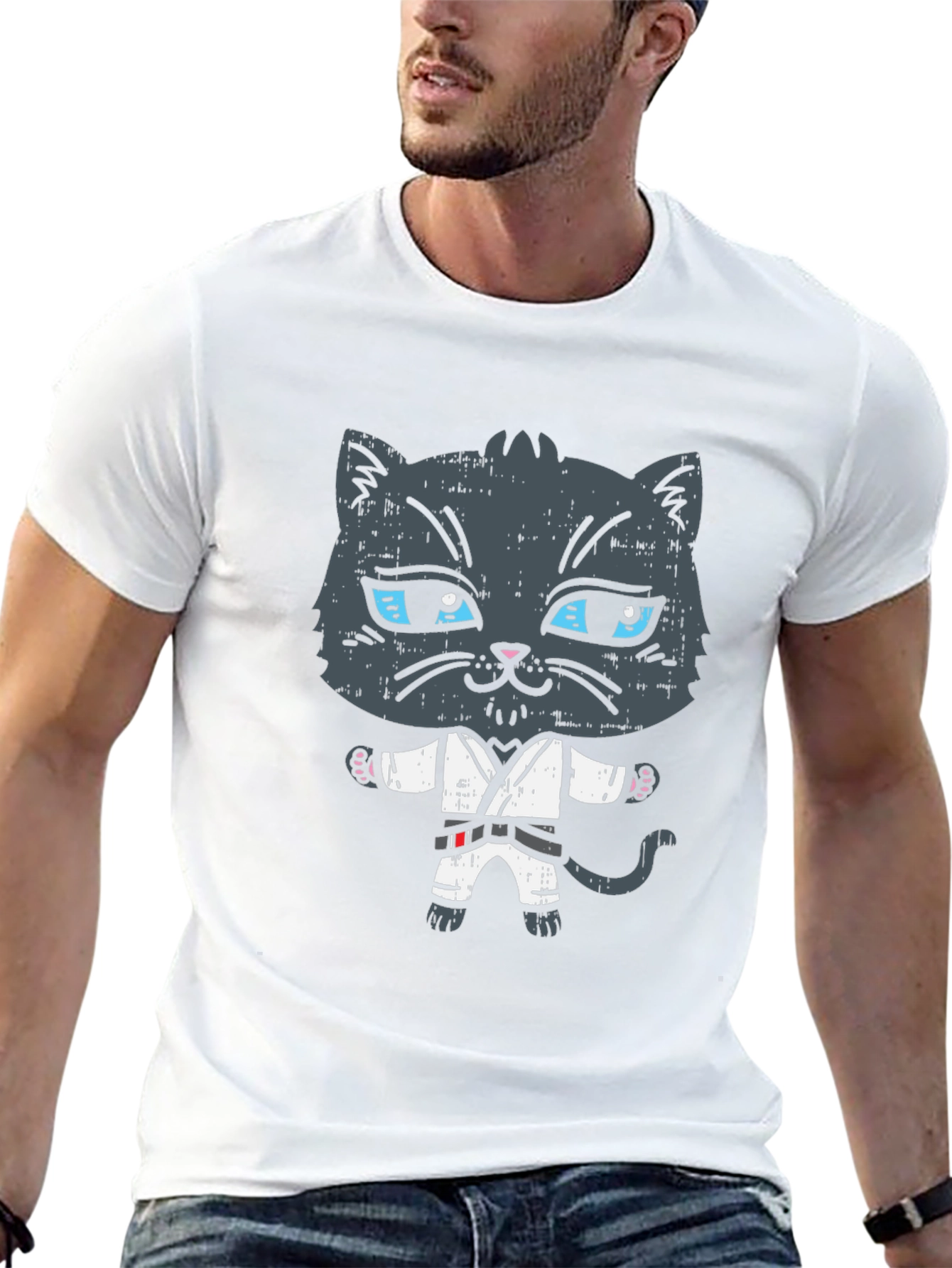 Black Karate Cat T-Shirt - Martial Arts Kitten Tee view 13