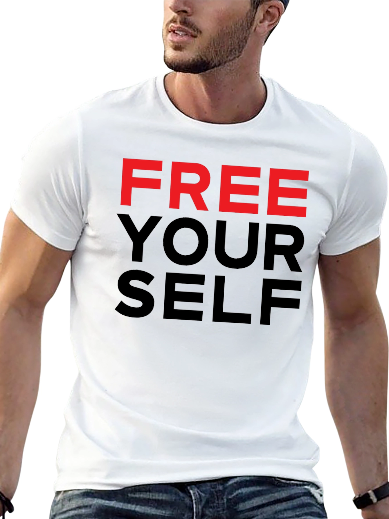 Black Free Yourself Graphic Tee - Bold Statement Shirt view 13