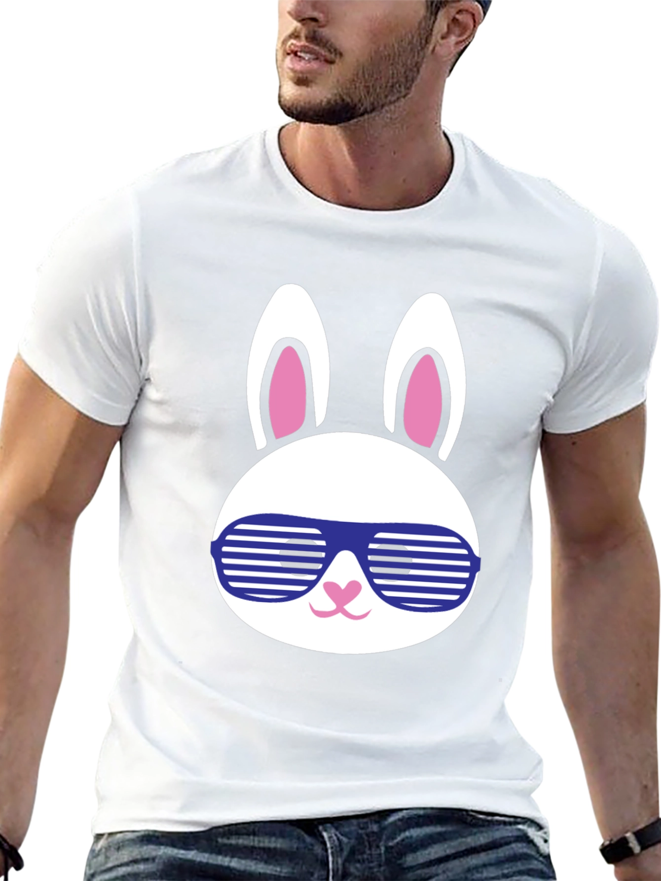 Black Cool Bunny Graphic Tee view 13