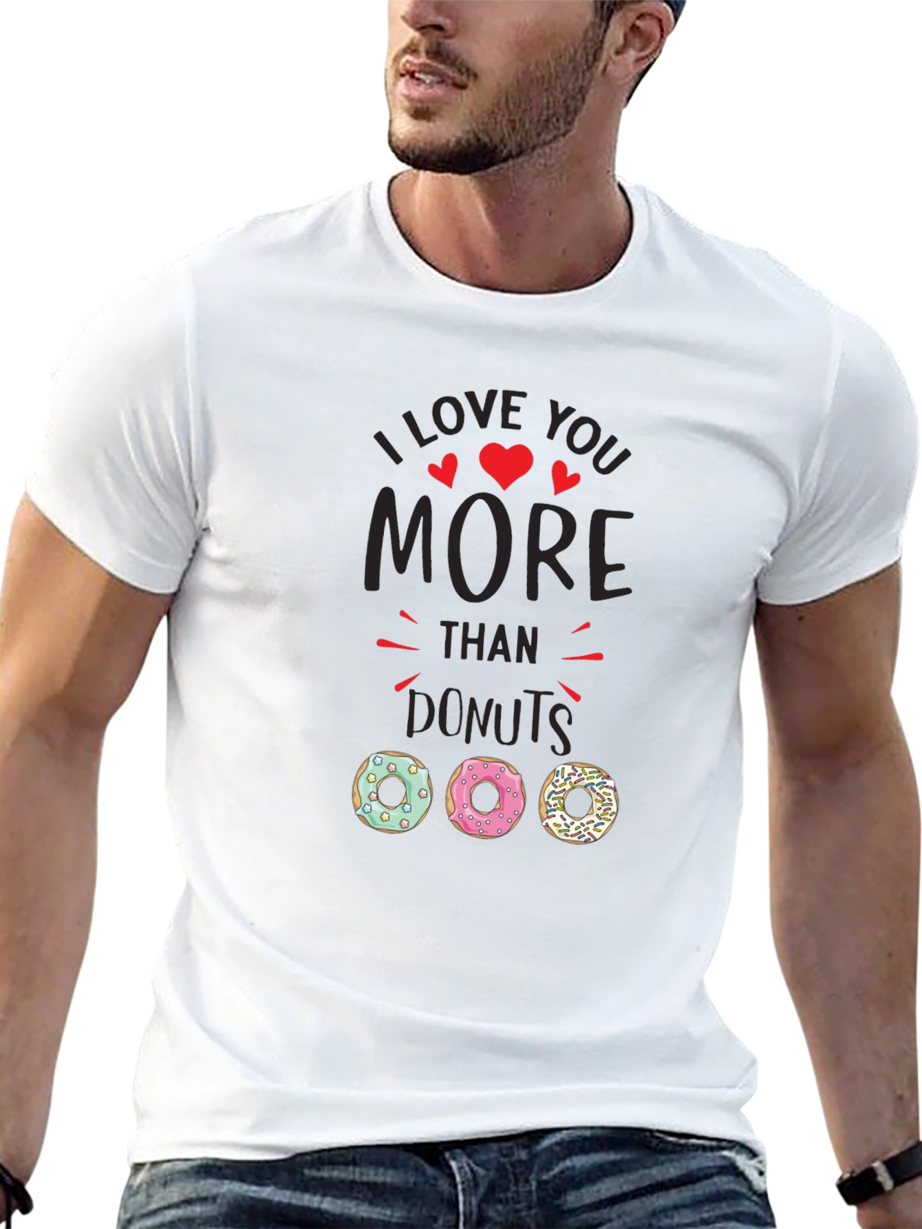 Black I Love You More Than Donuts Graphic T-Shirt view 13