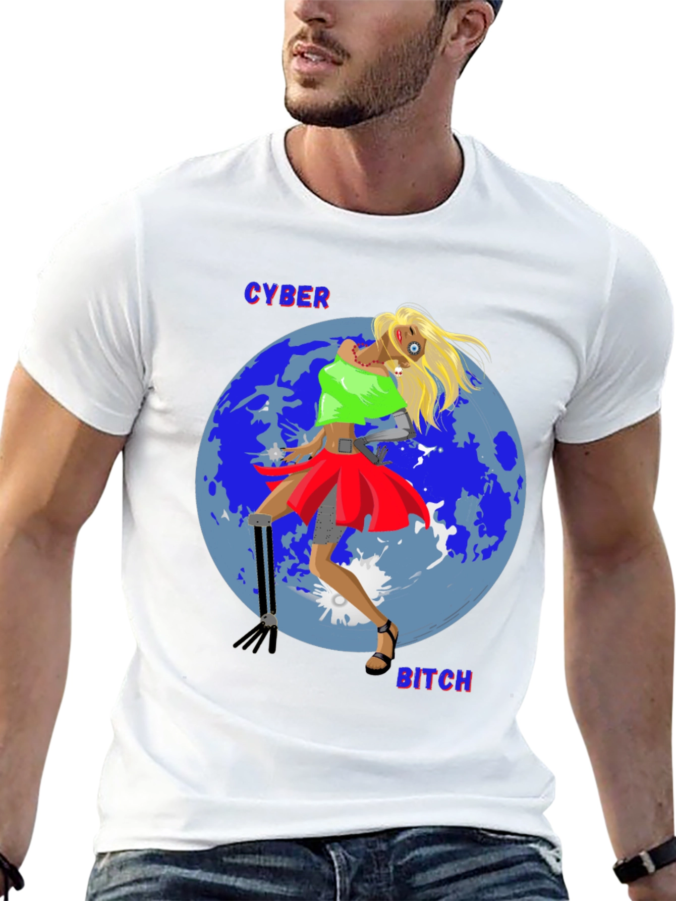 Black Cyber Bitch T-Shirt - Unique Graphic Tee view 13