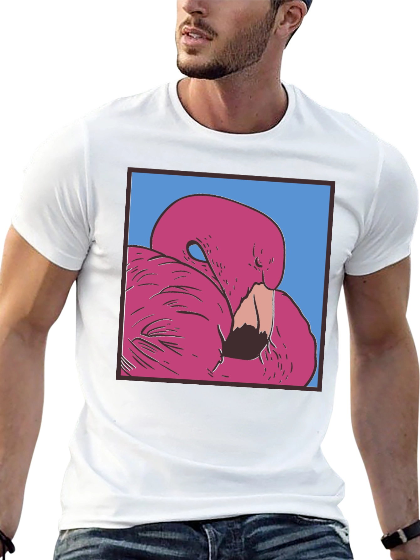 Black Pink Flamingo Graphic Black T-Shirt view 13