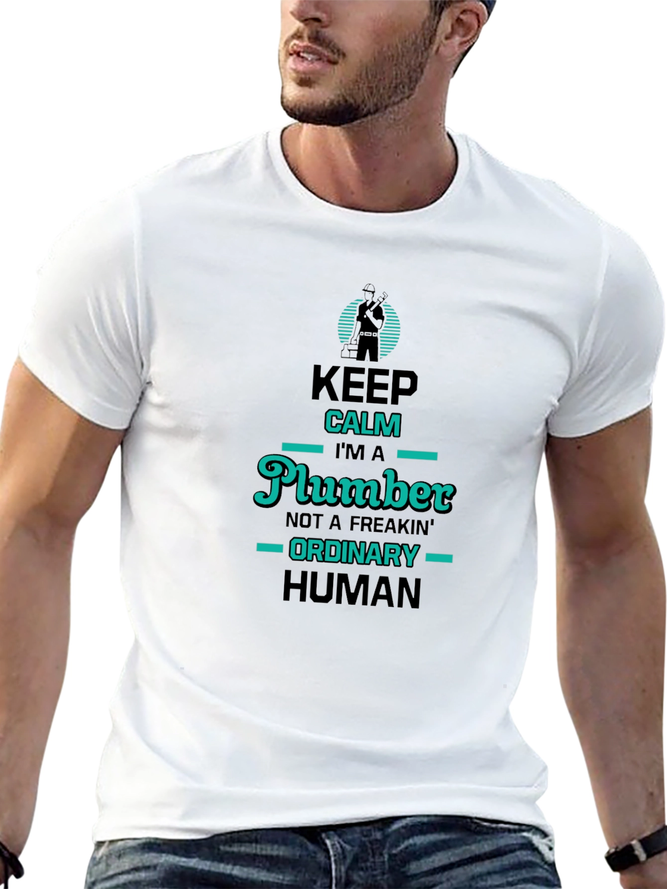 Black Keep Calm Plumber T-Shirt: Unique & Funny Design view 13
