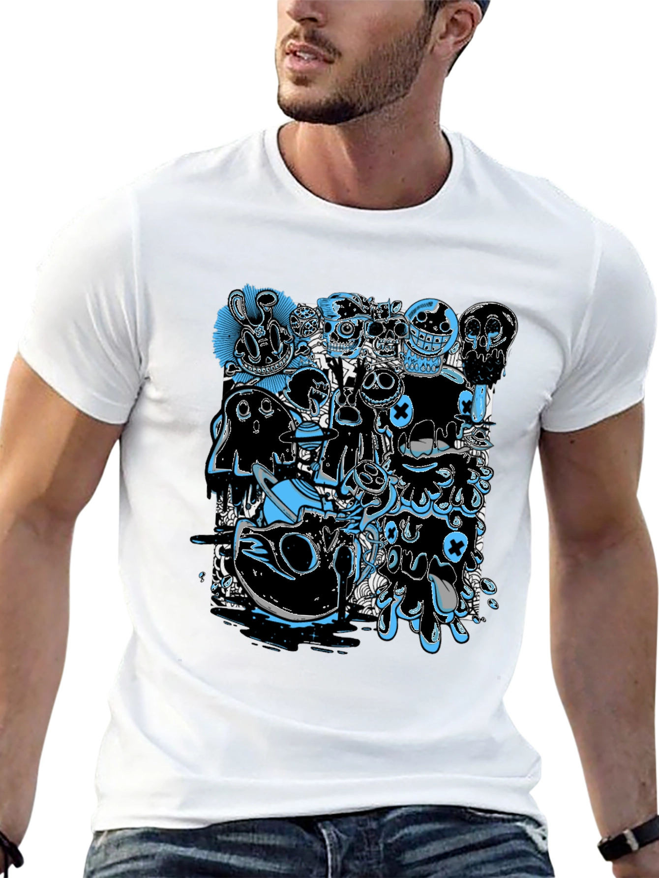 Black Unique Graphic Print Black T-Shirt view 13