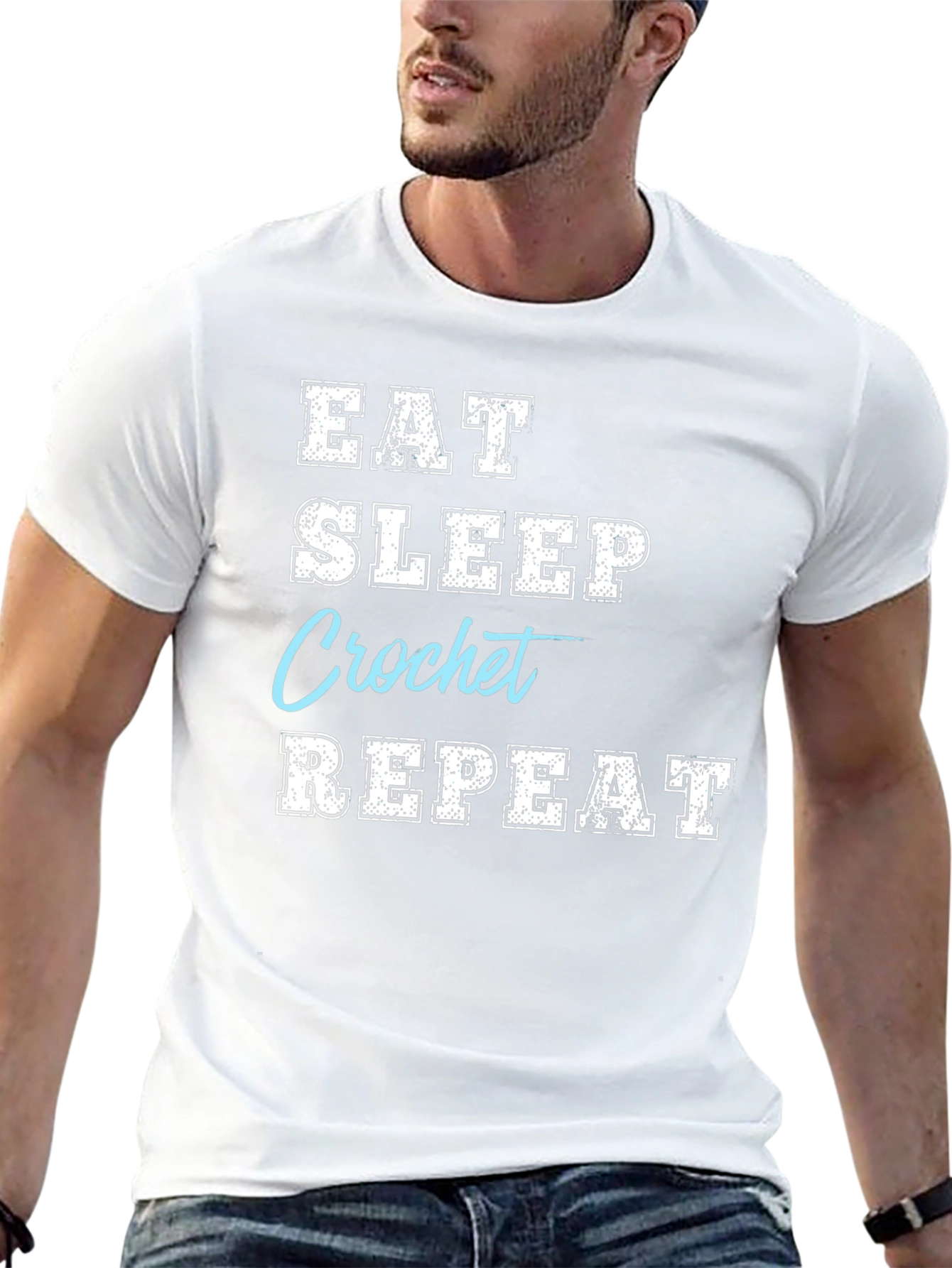 Black Eat Sleep Crochet Repeat T-Shirt view 13
