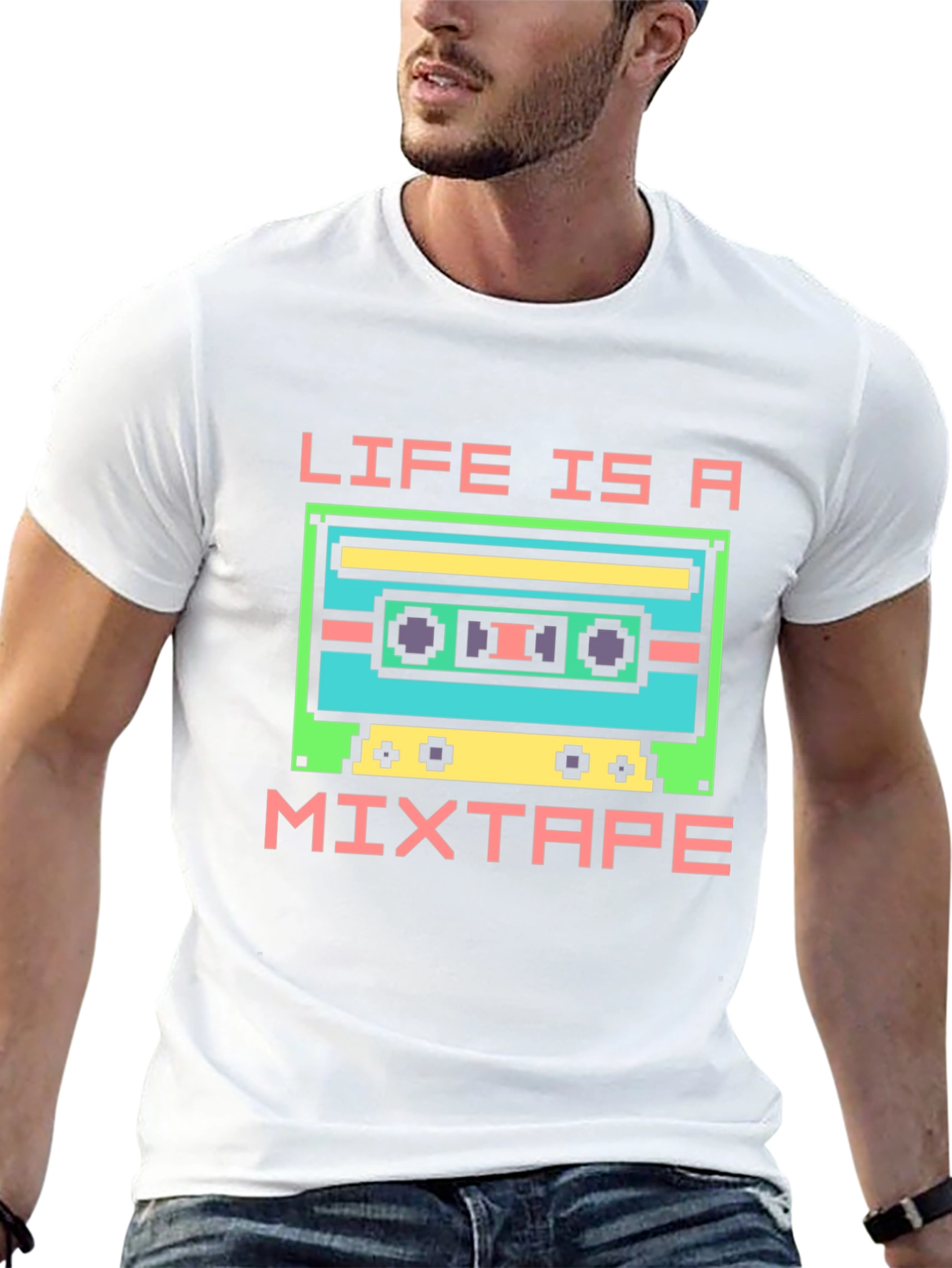 Black Life is a Mixtape Retro Pixel T-Shirt view 13