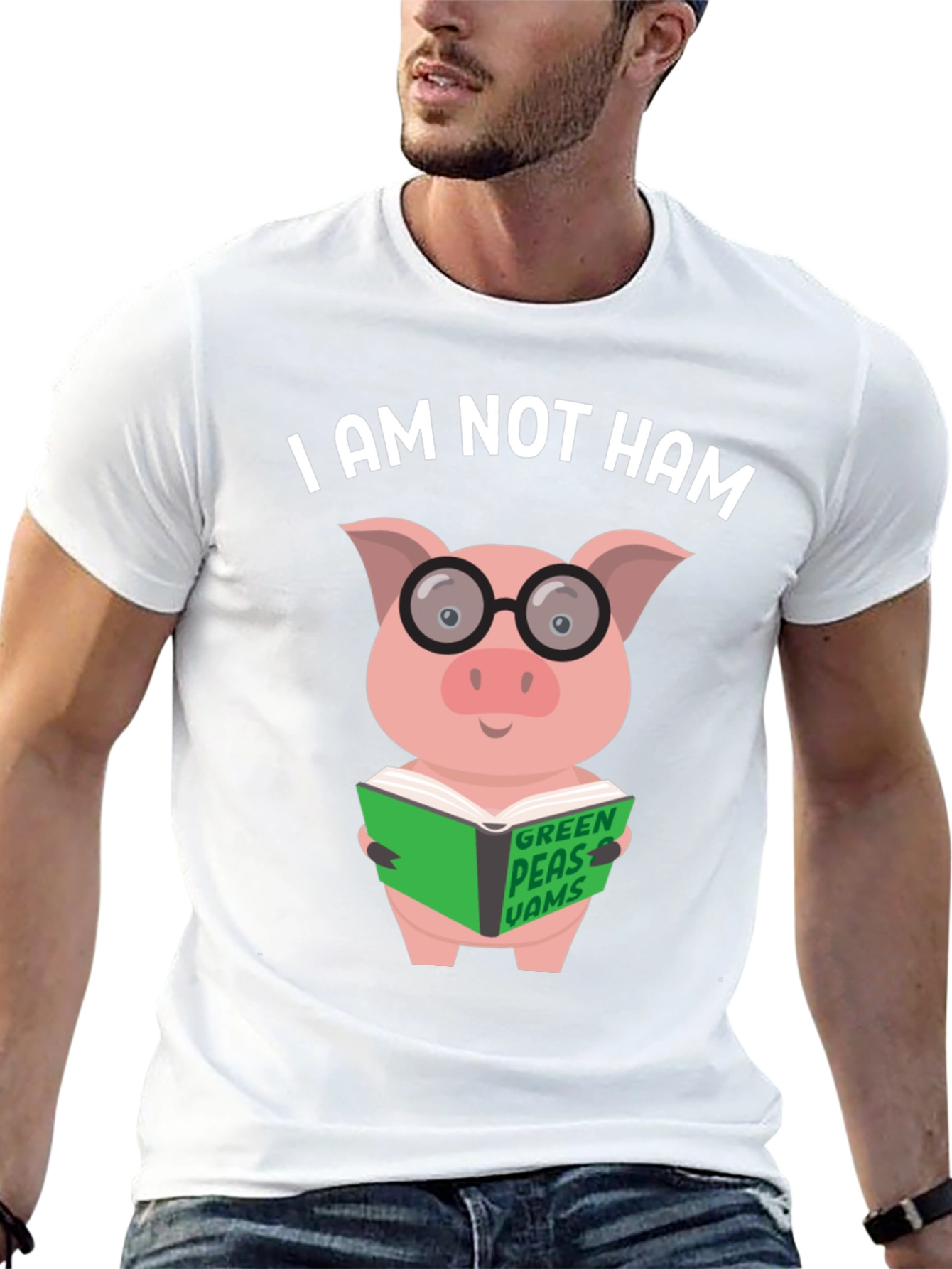 Black I Am Not Ham - Pig Reading Book T-Shirt view 13