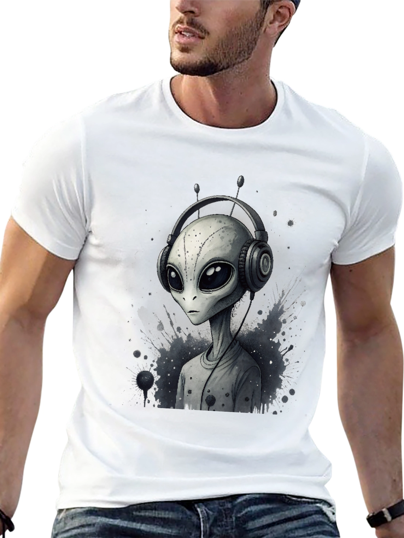 Black Alien DJ Graphic Tee - Black view 13