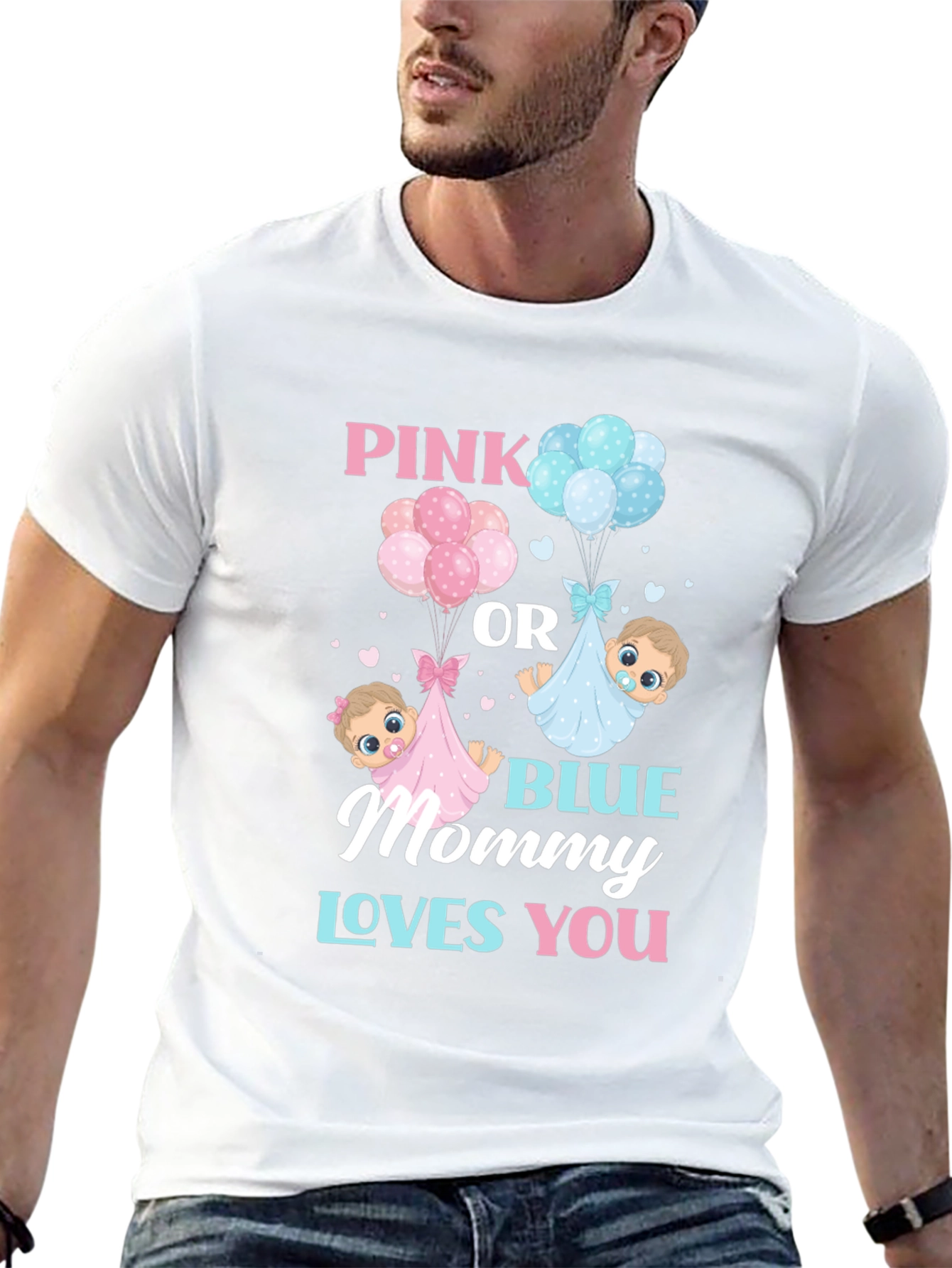 Pink or Blue Mommy Loves You Gender Reveal T-Shirt - 13