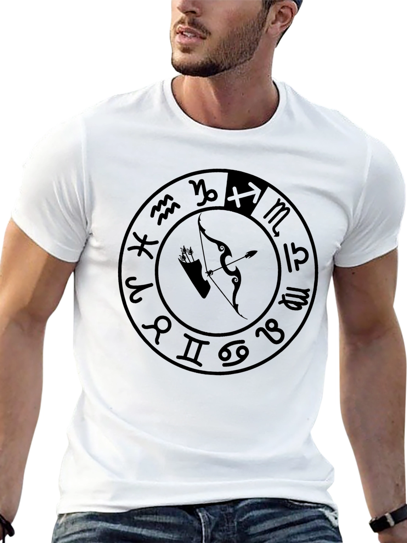 Black Zodiac Sign Graphic Black T-Shirt view 13
