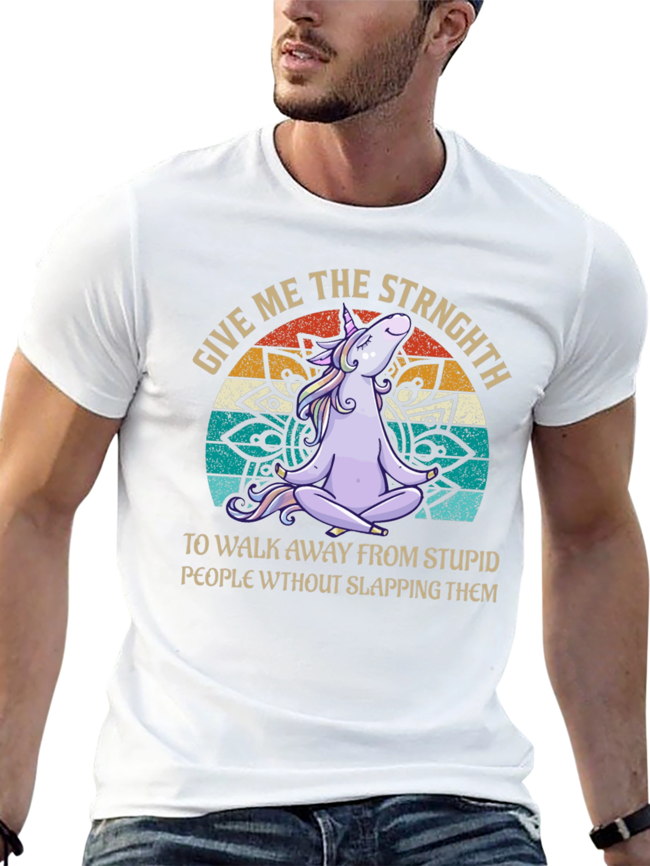 Black Unicorn Yoga T-Shirt - Give Me Strength Funny Tee view 13