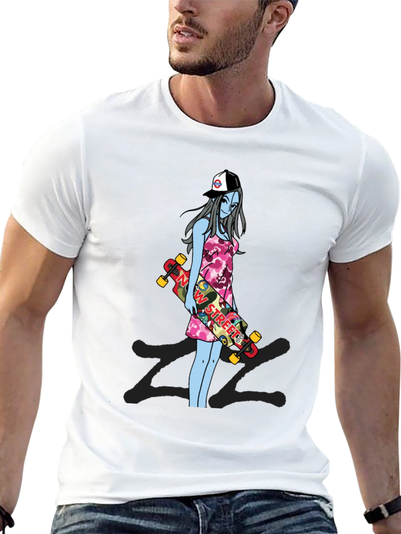 Black Skater Girl Graphic T-Shirt - Street Style Tee view 13