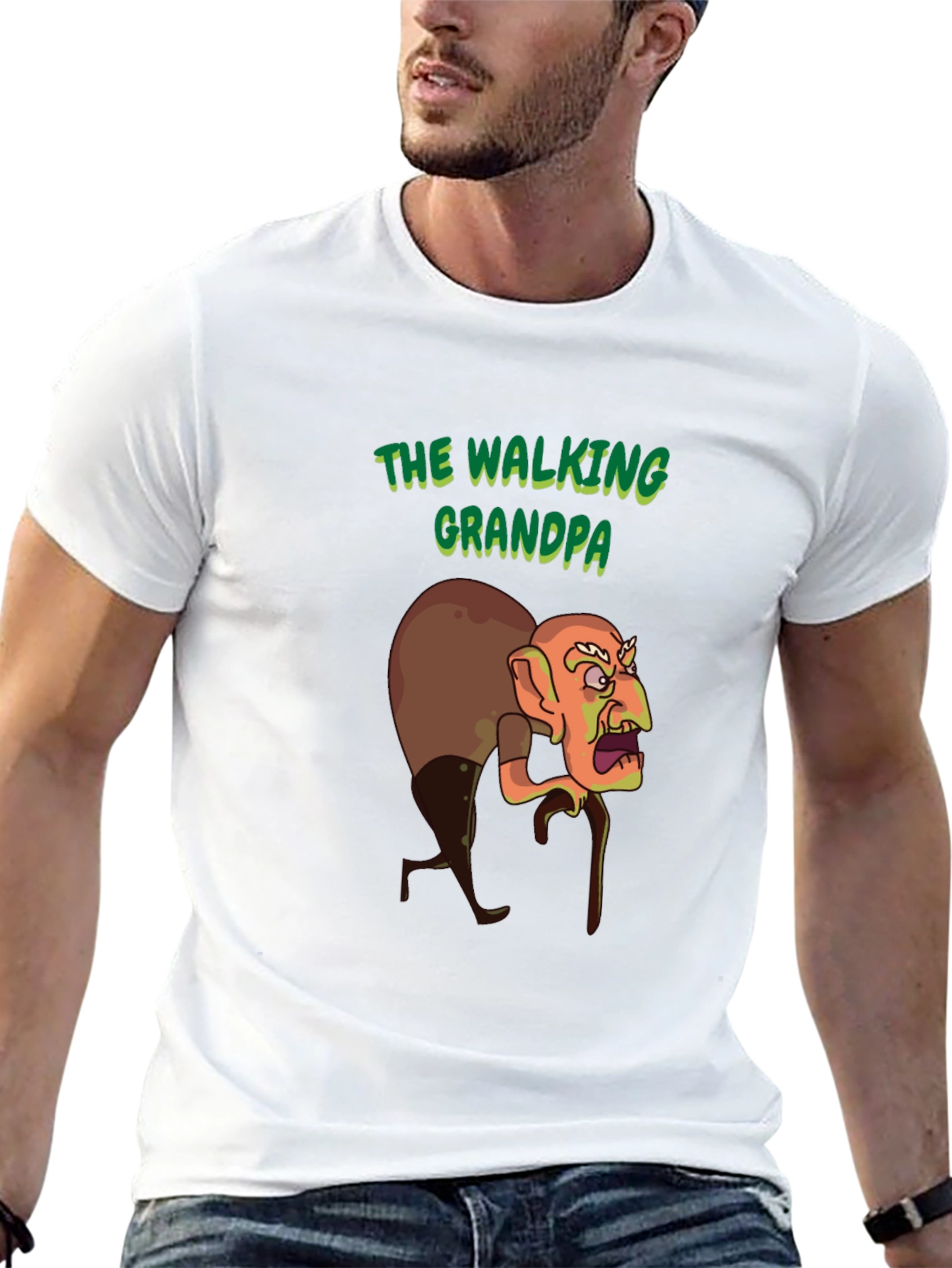 Black The Walking Grandpa Graphic T-Shirt view 13